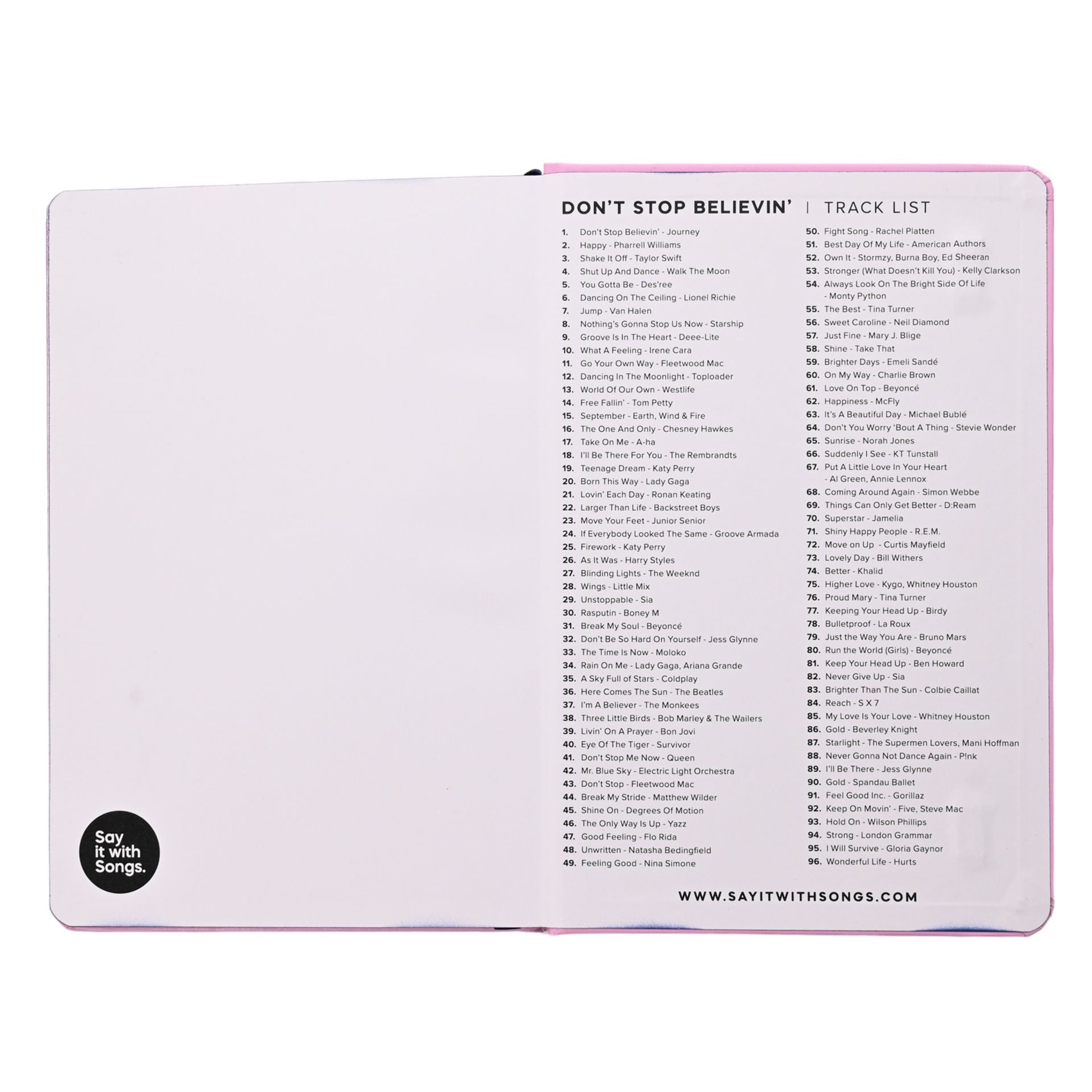 Say It With Songs A5 Hardback Notebook 96 Pages - Don't Stop Believing