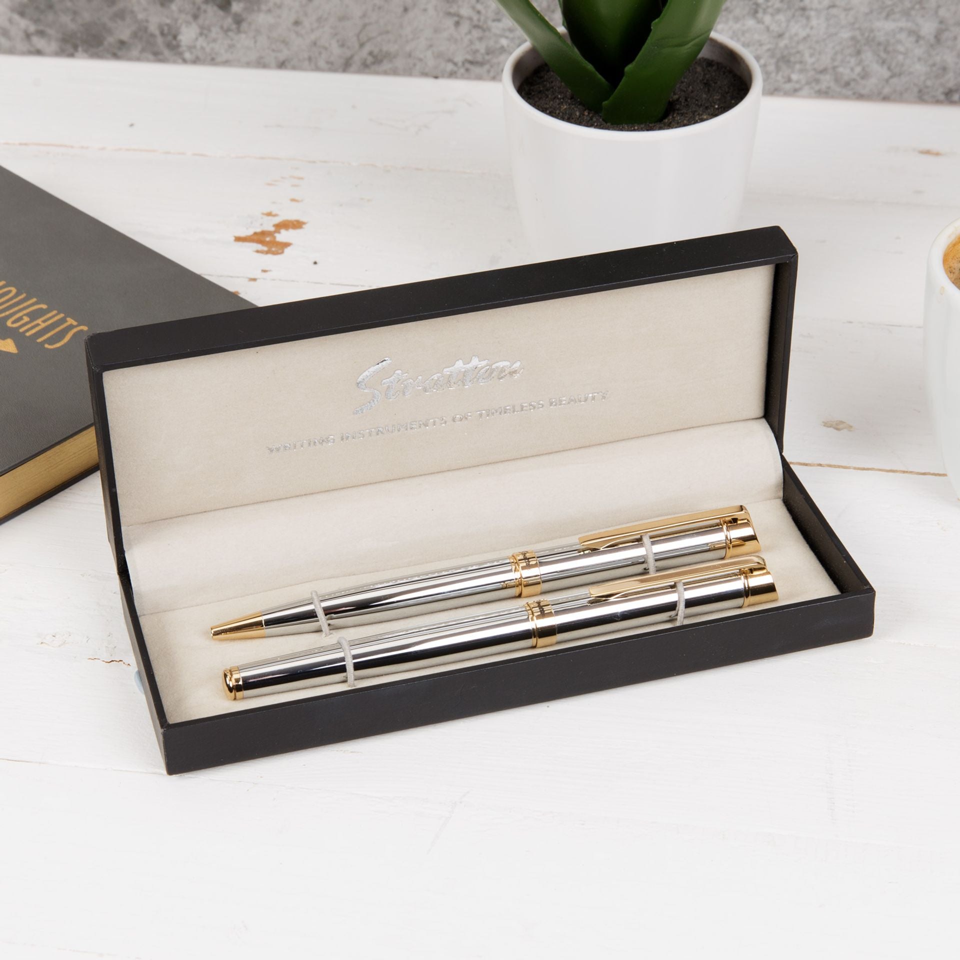 Stratton Rollerball & Ballpoint Pen Set - Silver & Gold