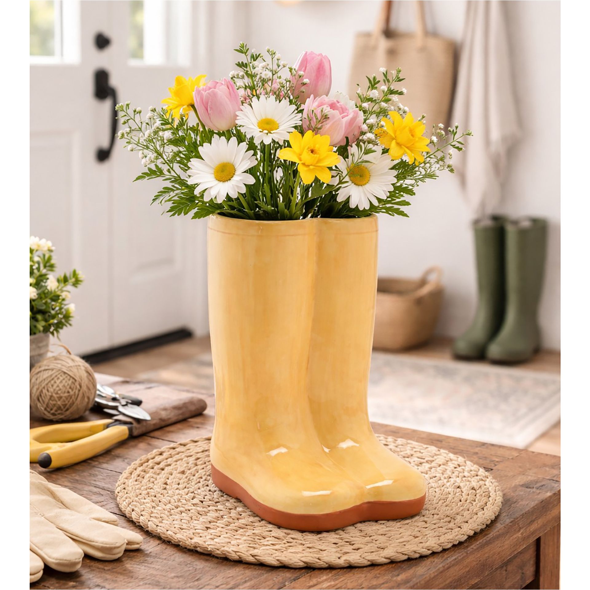 The Cottage Garden Ceramic Vase Large - Yellow Wellies