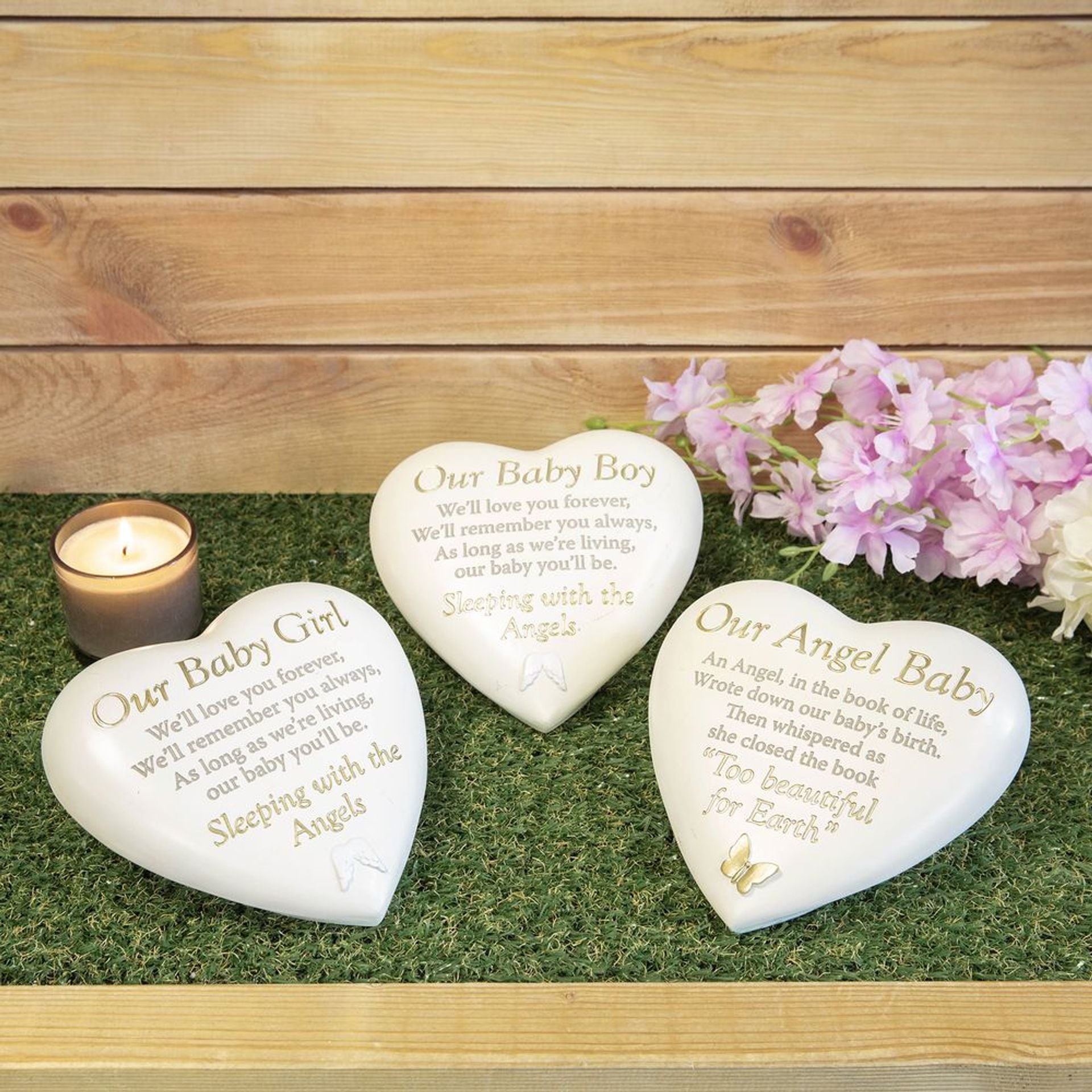 Thoughts Of You Graveside Heart Plaque - Our Baby Girl