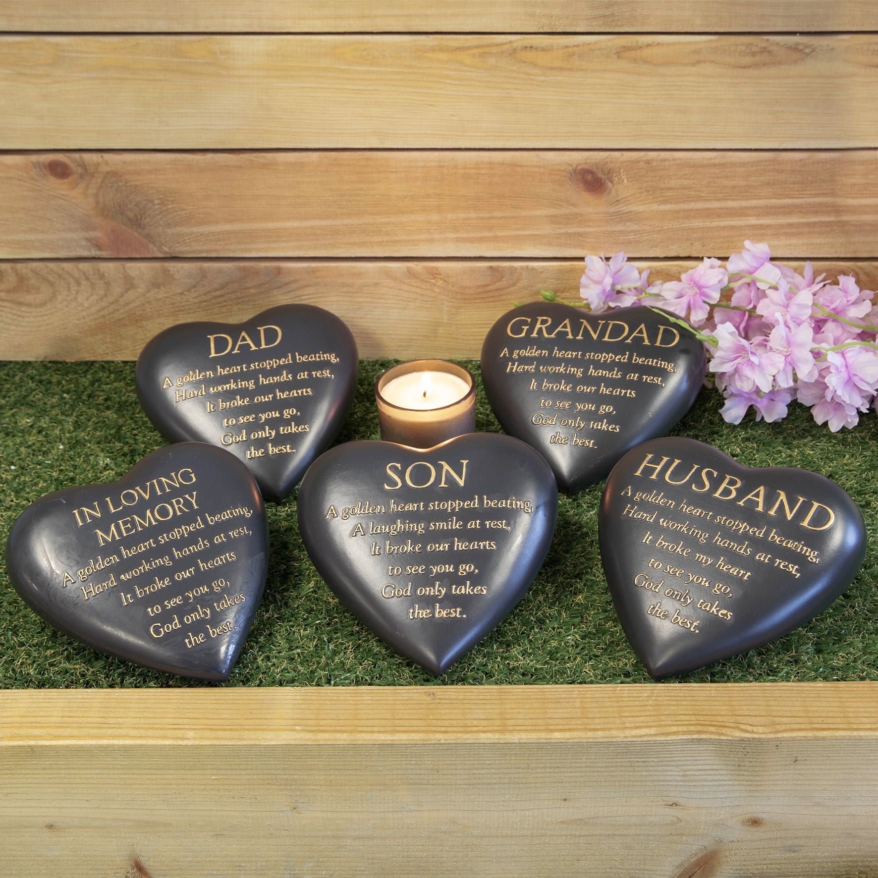 Thoughts Of You Graveside Dark Grey Heart Plaque - Grandad