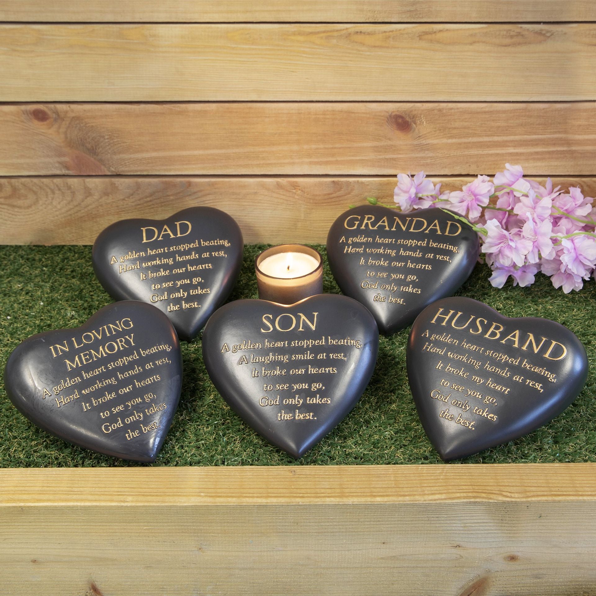 Thoughts Of You Graveside Dark Grey Heart Plaque - Husband