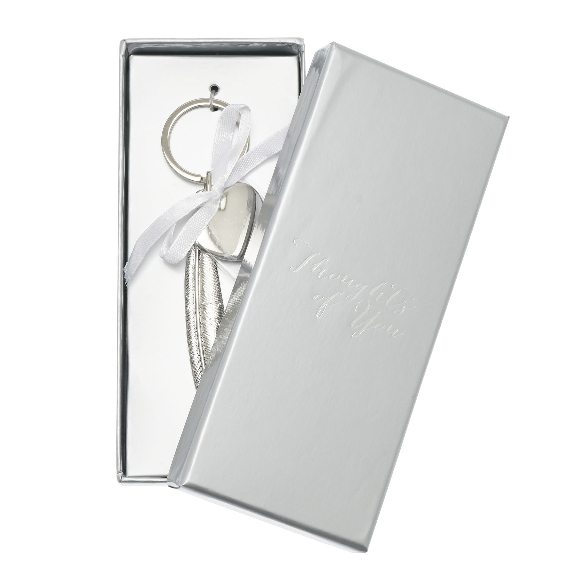 Engravable Silverplated Feather Heart Plaque - Plain
