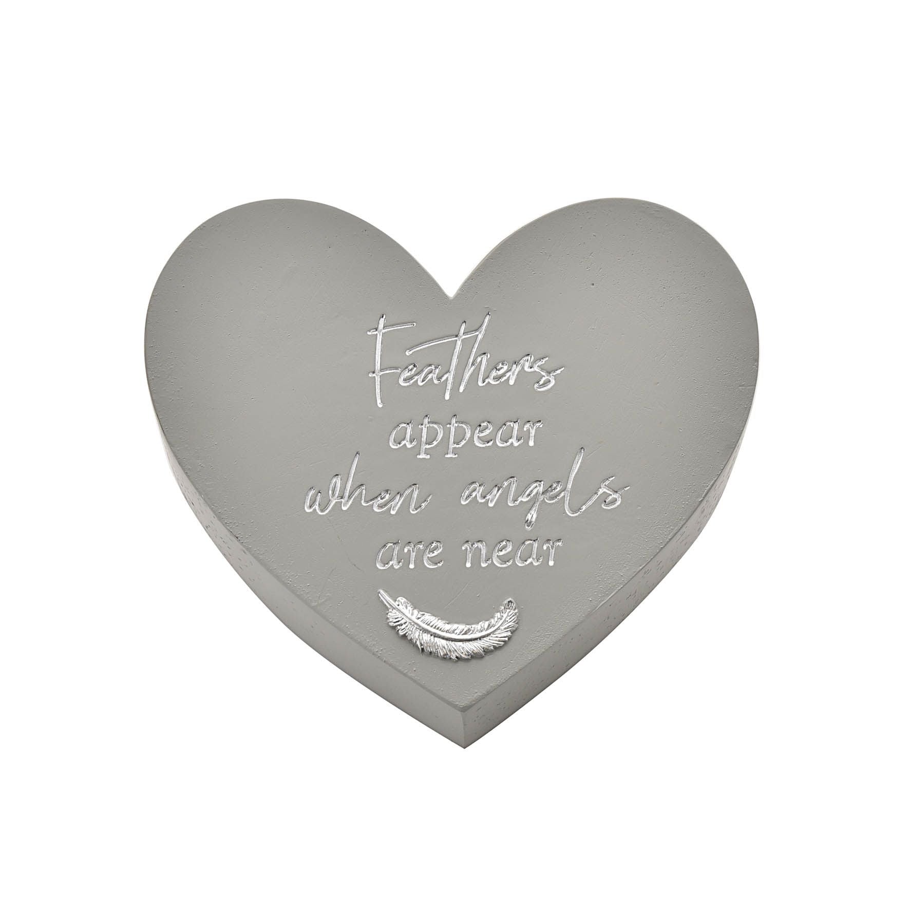 Thoughts of You Memorial Graveside Heart Plaque - Feathers