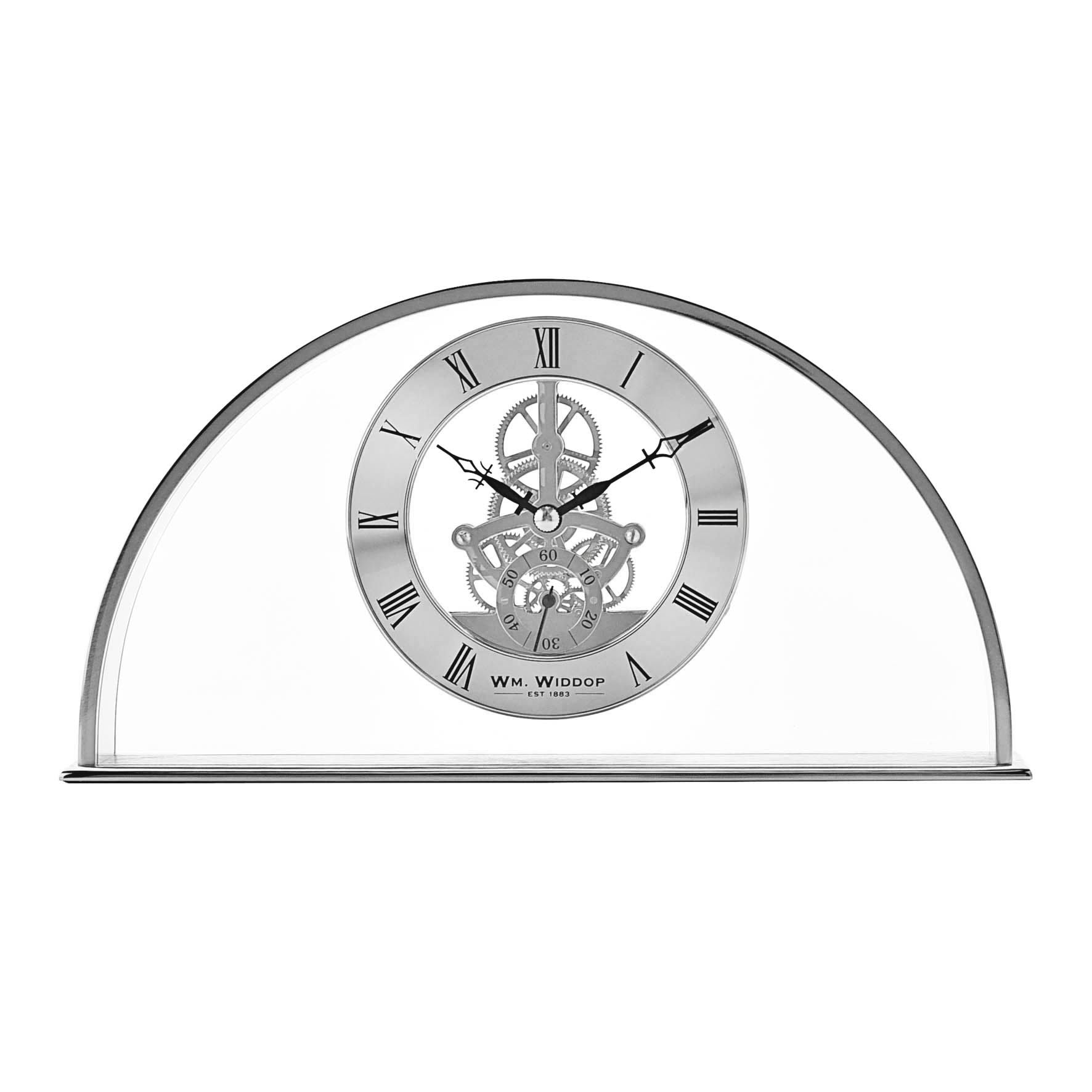 Wm.Widdop Silver Arch Mantel Clock Skeleton Dial Roman