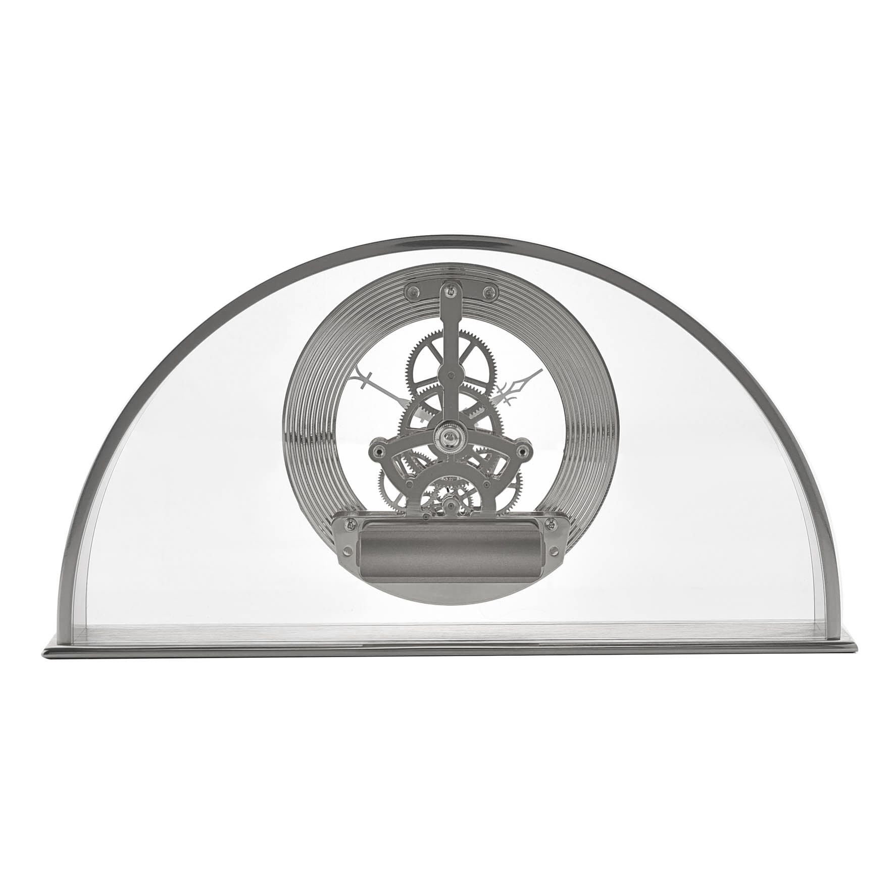 Wm.Widdop Silver Arch Mantel Clock Skeleton Dial Roman