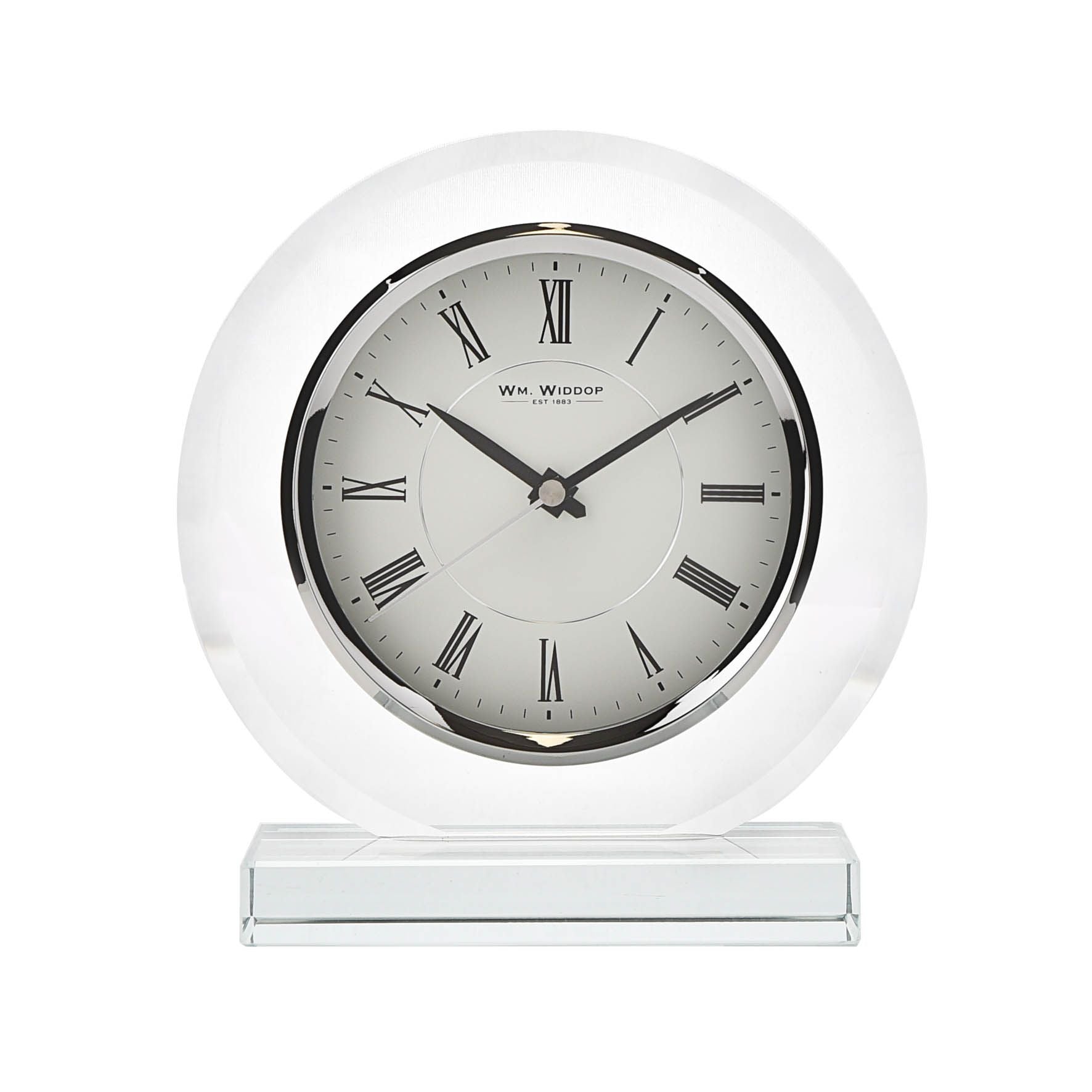 Wm.Widdop Round Glass Mantel Clock