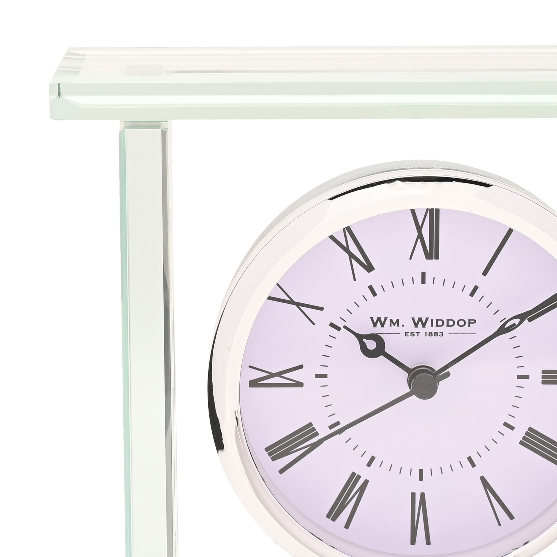 Wm.Widdop Glass Silver Bezel Mantel Clock