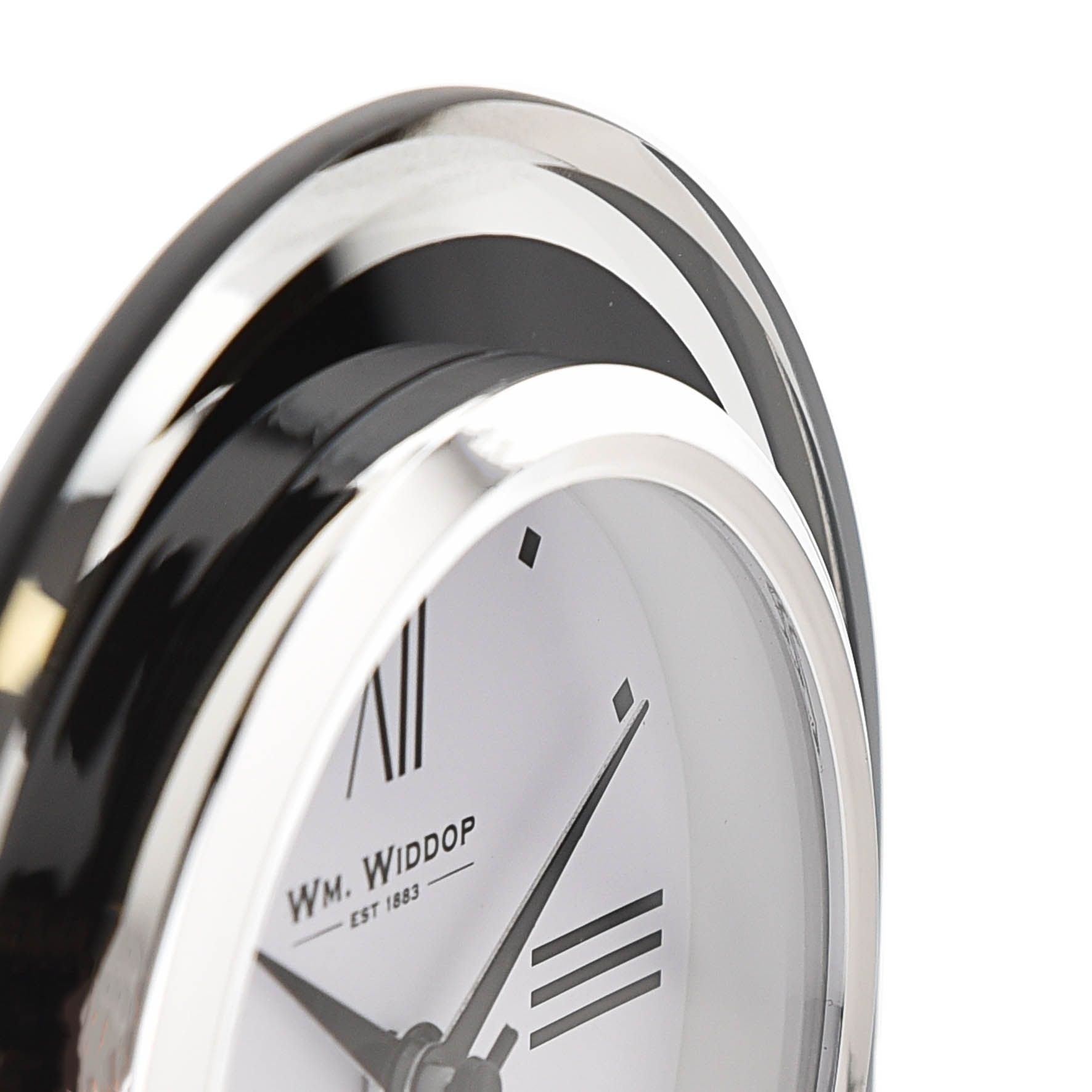 Wm.Widdop Black & Clear Arched Mantel Clock