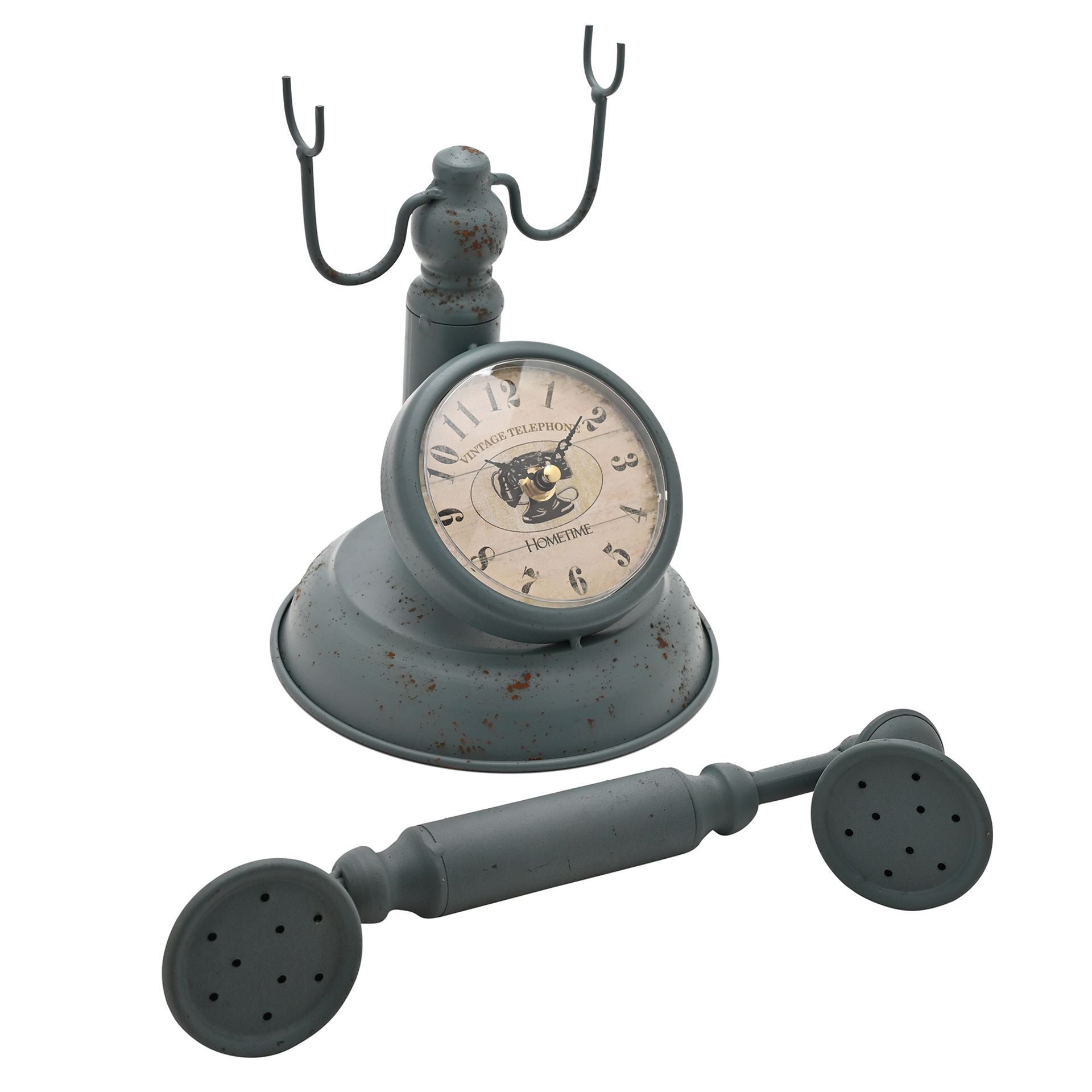 Hometime Metal Mantel Clock - Old Fashioned Telephone
