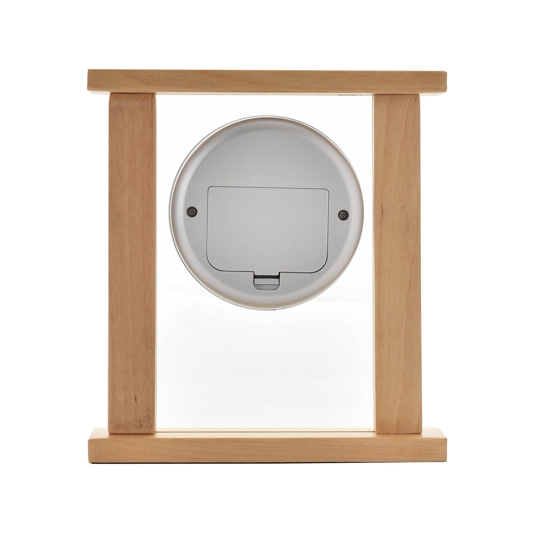 Wm.Widdop Wood & Glass Mantel Clock Roman Dial Silver Bezel