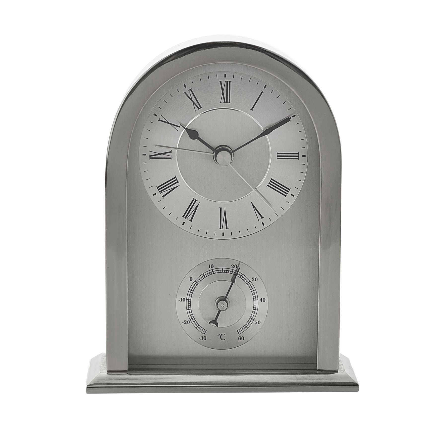 Wm.Widdop Arched Silver Aluminium Mantel Clock