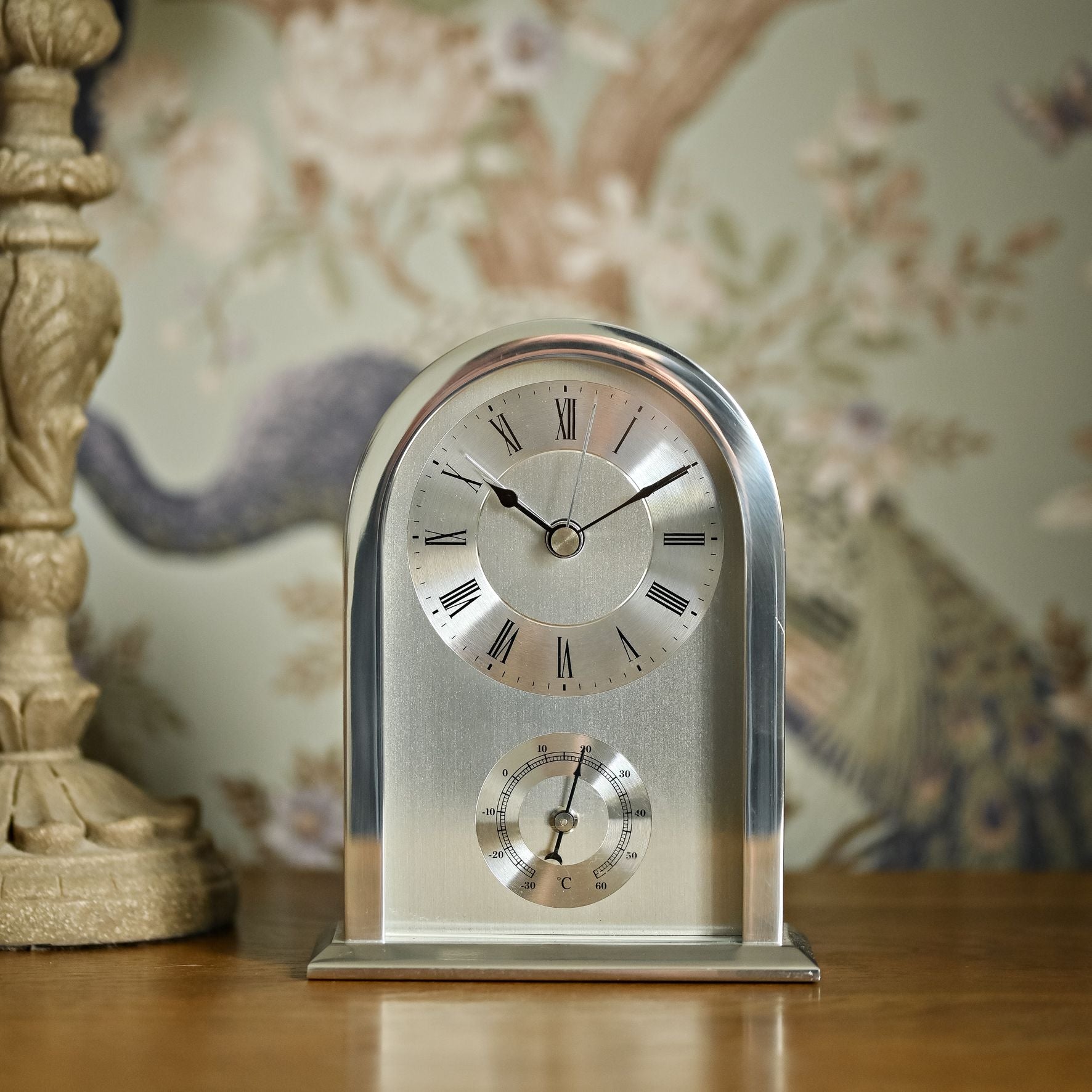 Wm.Widdop Arched Silver Aluminium Mantel Clock