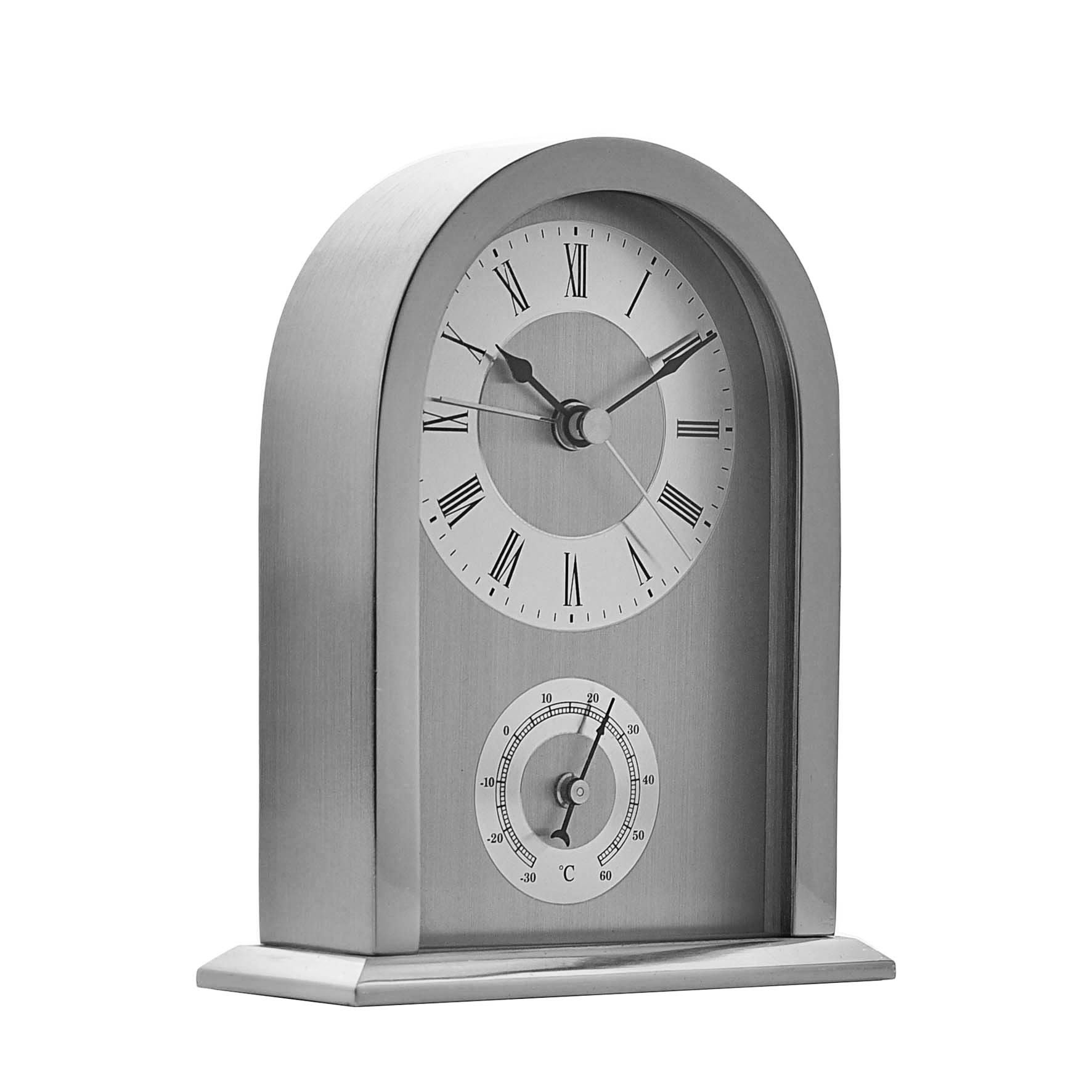 Wm.Widdop Arched Silver Aluminium Mantel Clock