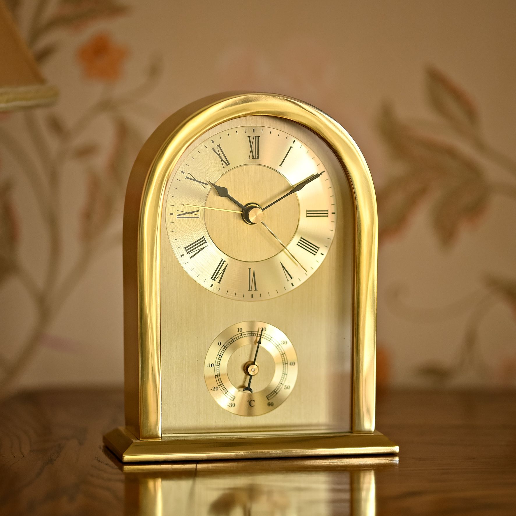 Wm.Widdop Arched Mantel Clock Gold Aluminium Case