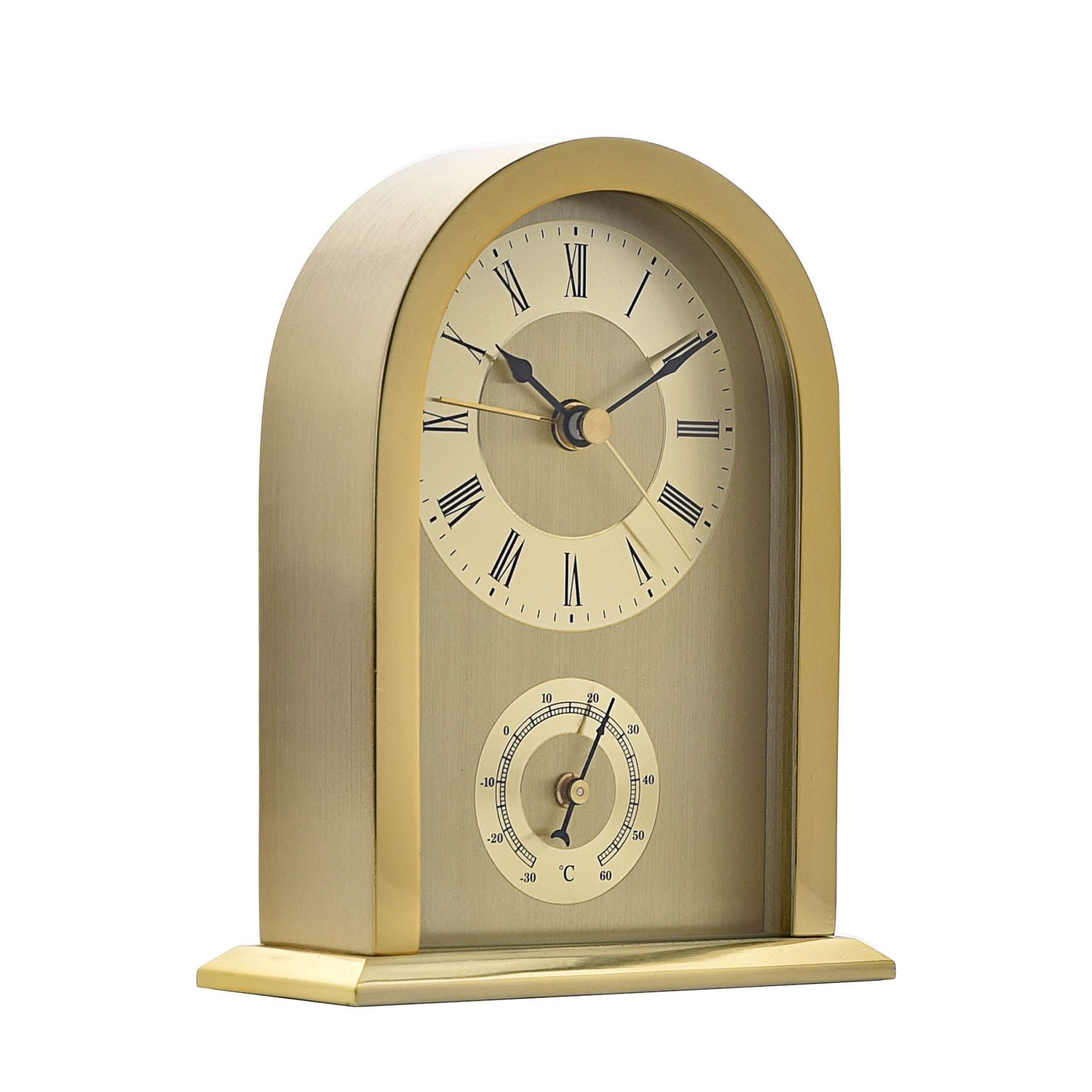 Wm.Widdop Arched Mantel Clock Gold Aluminium Case