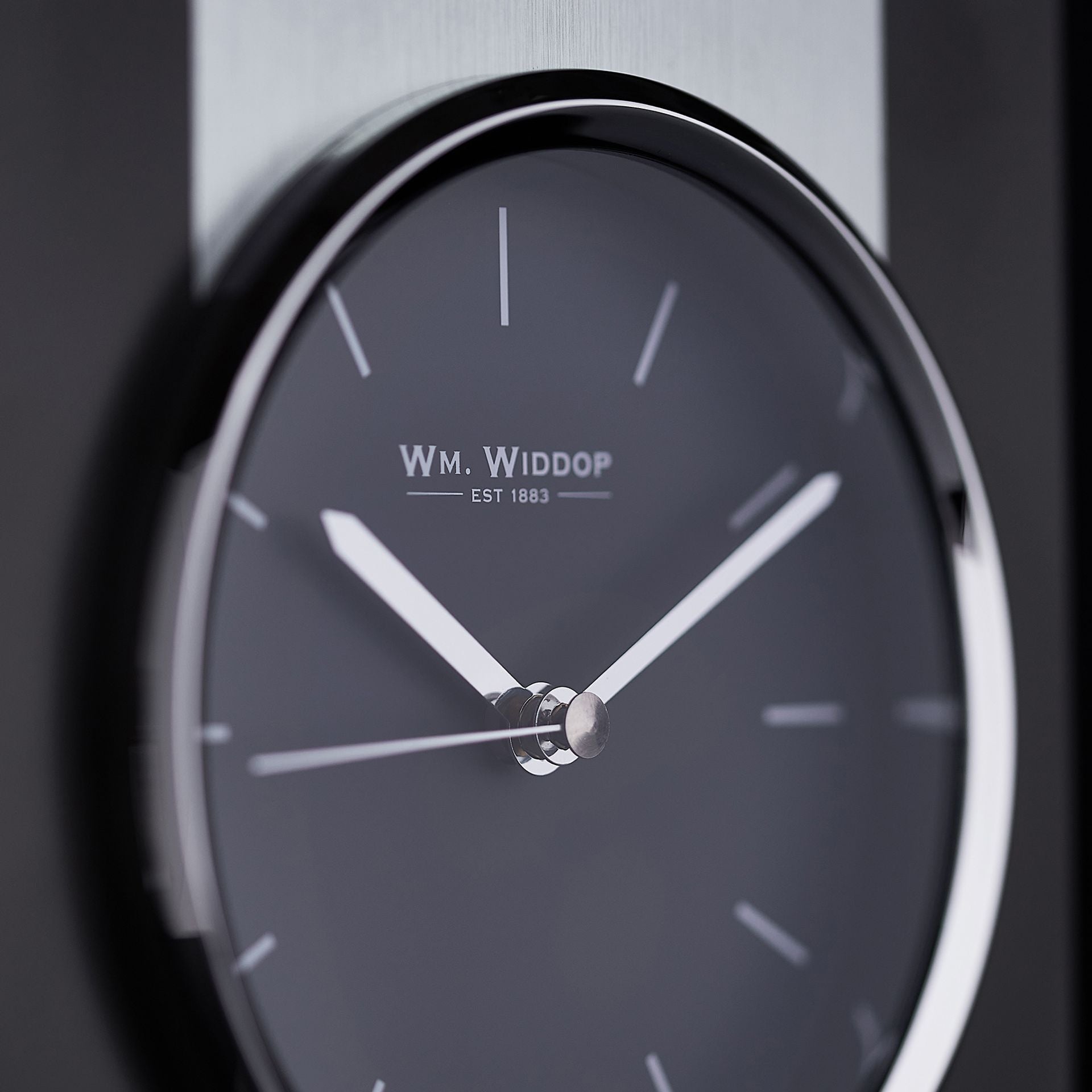 Wm. Widdop Glass and Brushed Aluminium Mantel Clock - Grey