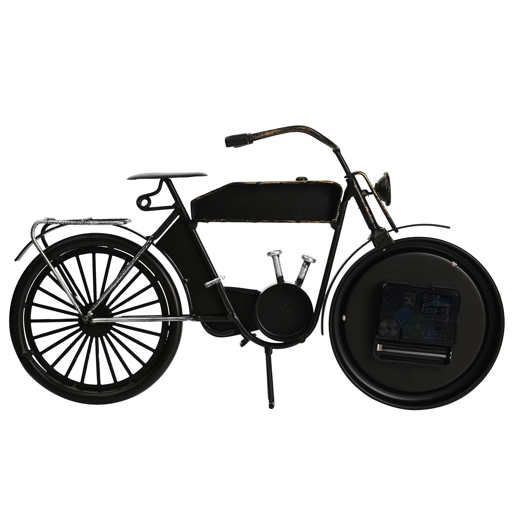 Hometime Metal Mantel Clock - Black Motorcycle