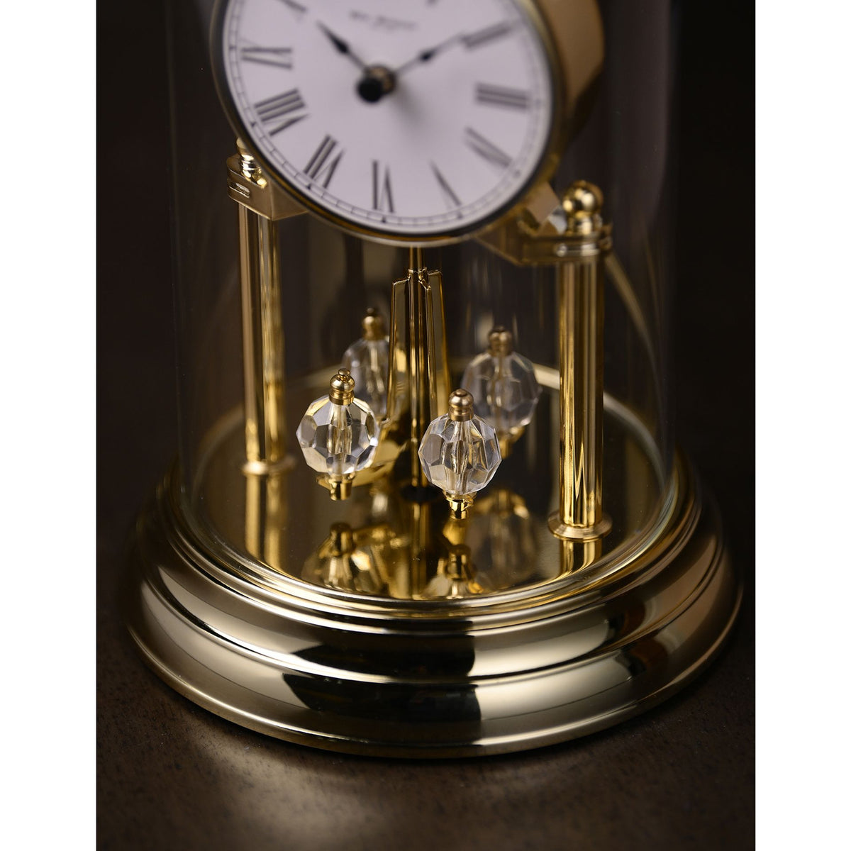 Wm.Widdop Rotating Pendulum Anniversary Clock - Gold