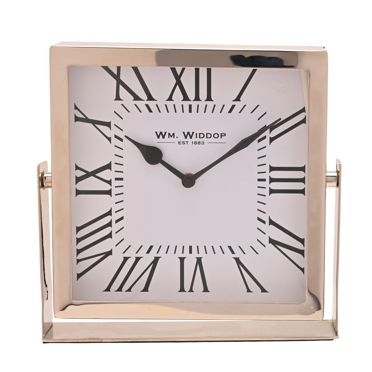 Wm.Widdop Silver Square Mantle Clock - 23cm