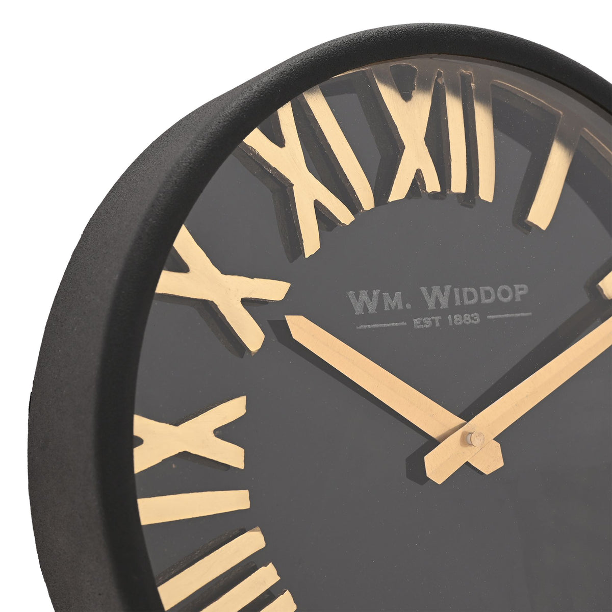 Wm.Widdop Black & Gold Table Clock - 25cm