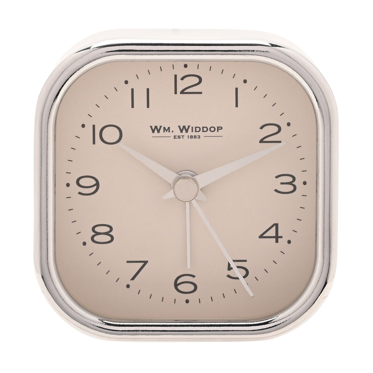 Wm. Widdop Square Metal Alarm Clock - Chrome