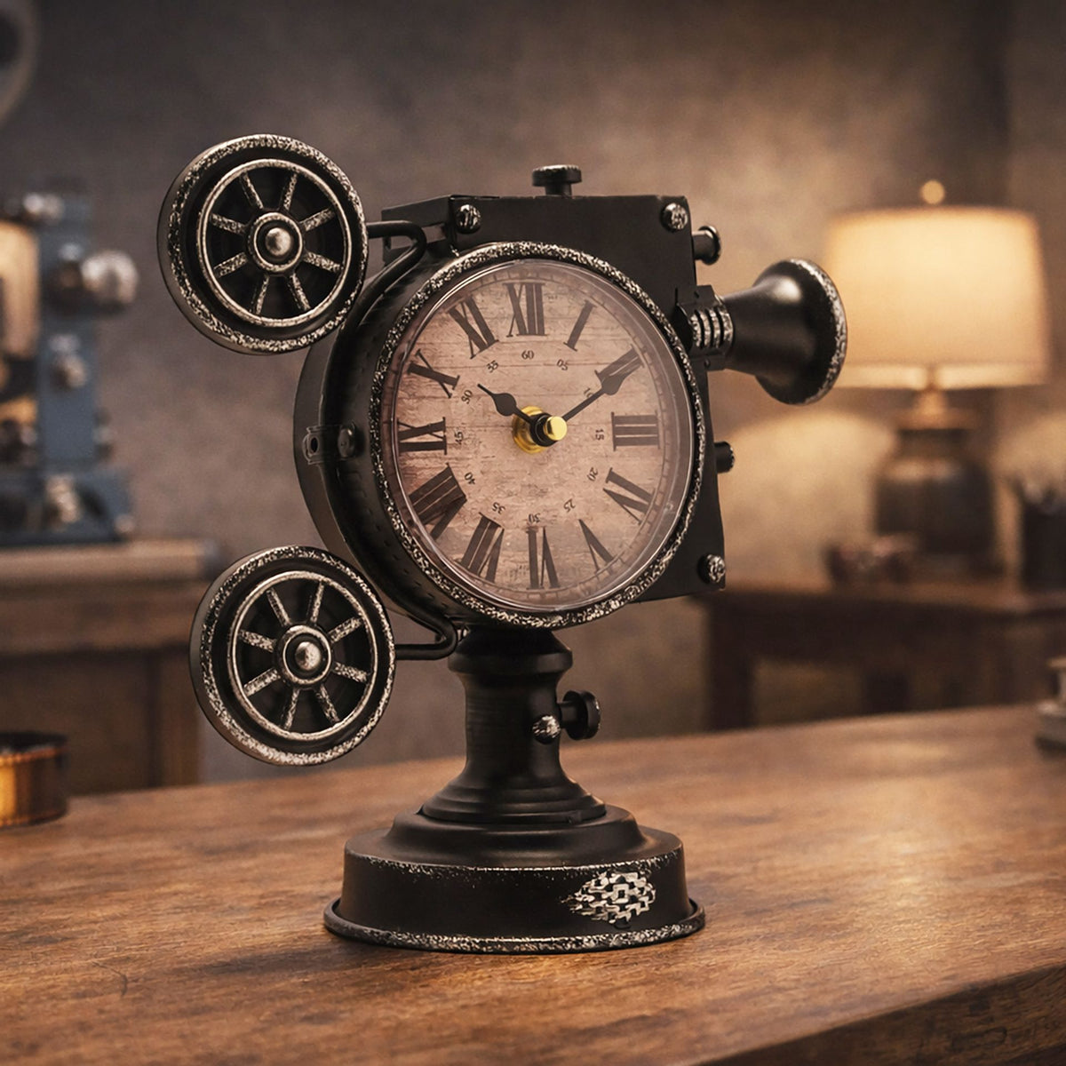 Hometime Metal Mantle Clock - Film Projector