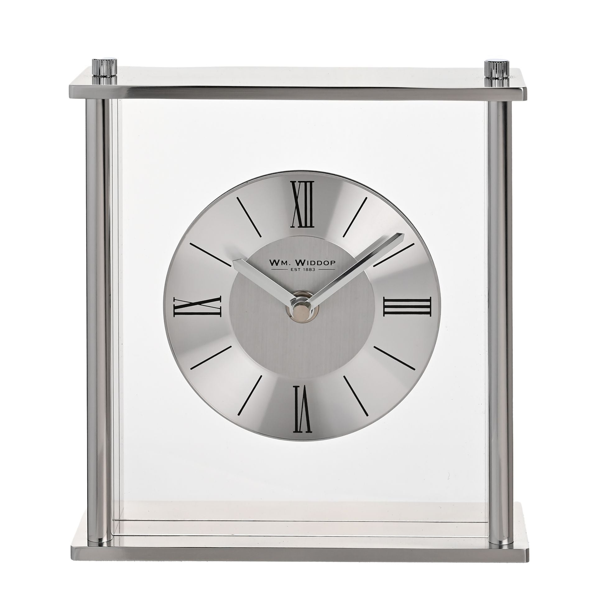 Wm. Widdop Silver Square Mantel Clock