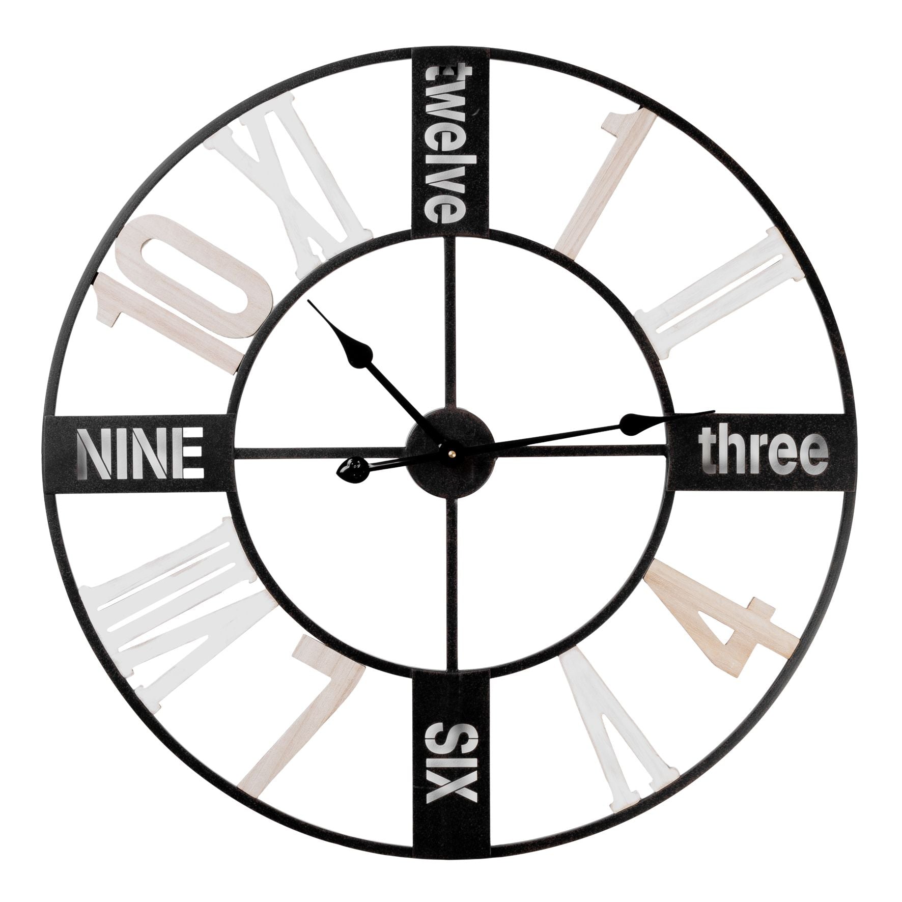 Hometime Metal & Wood Cut Out Wall Clock 70 cm