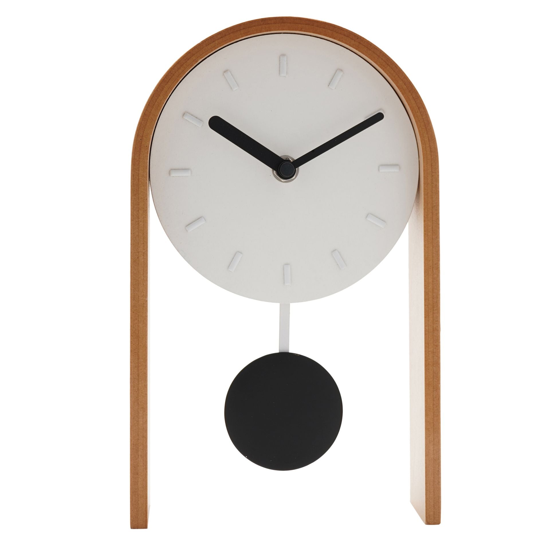 Interval Pendulum Wooden Desk Clock - Black & White