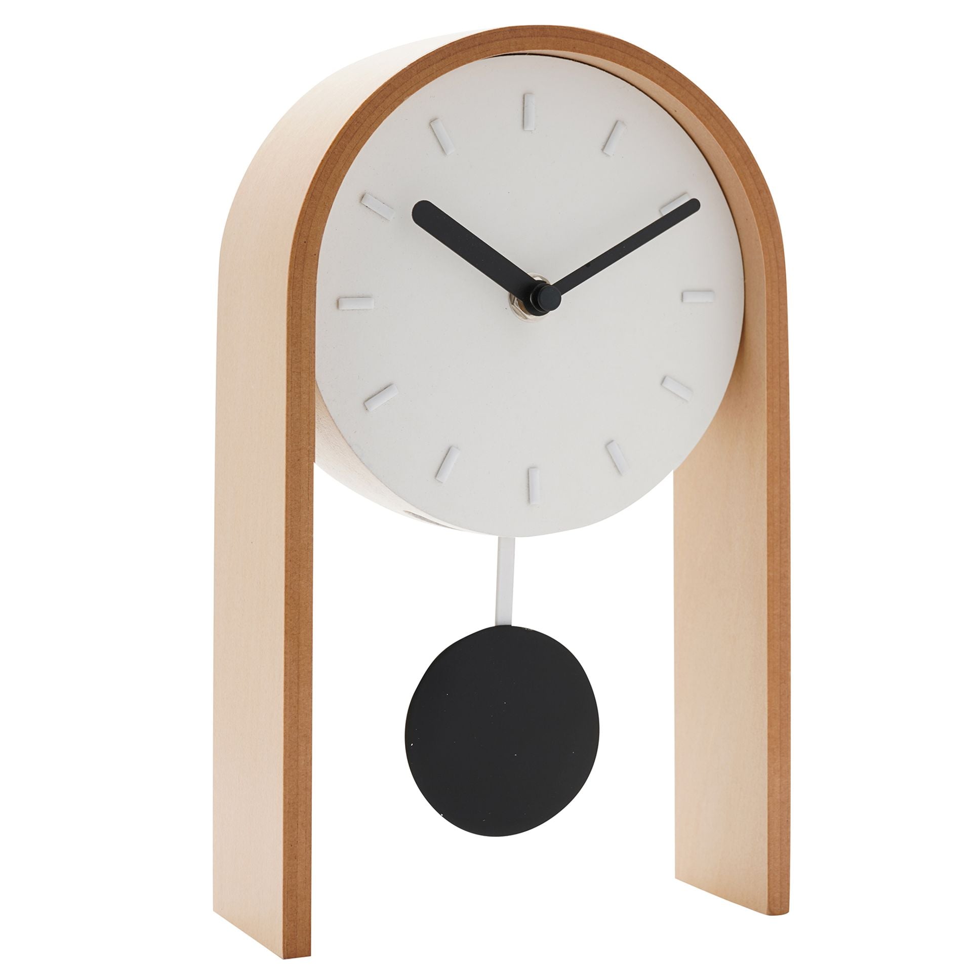 Interval Pendulum Wooden Desk Clock - Black & White