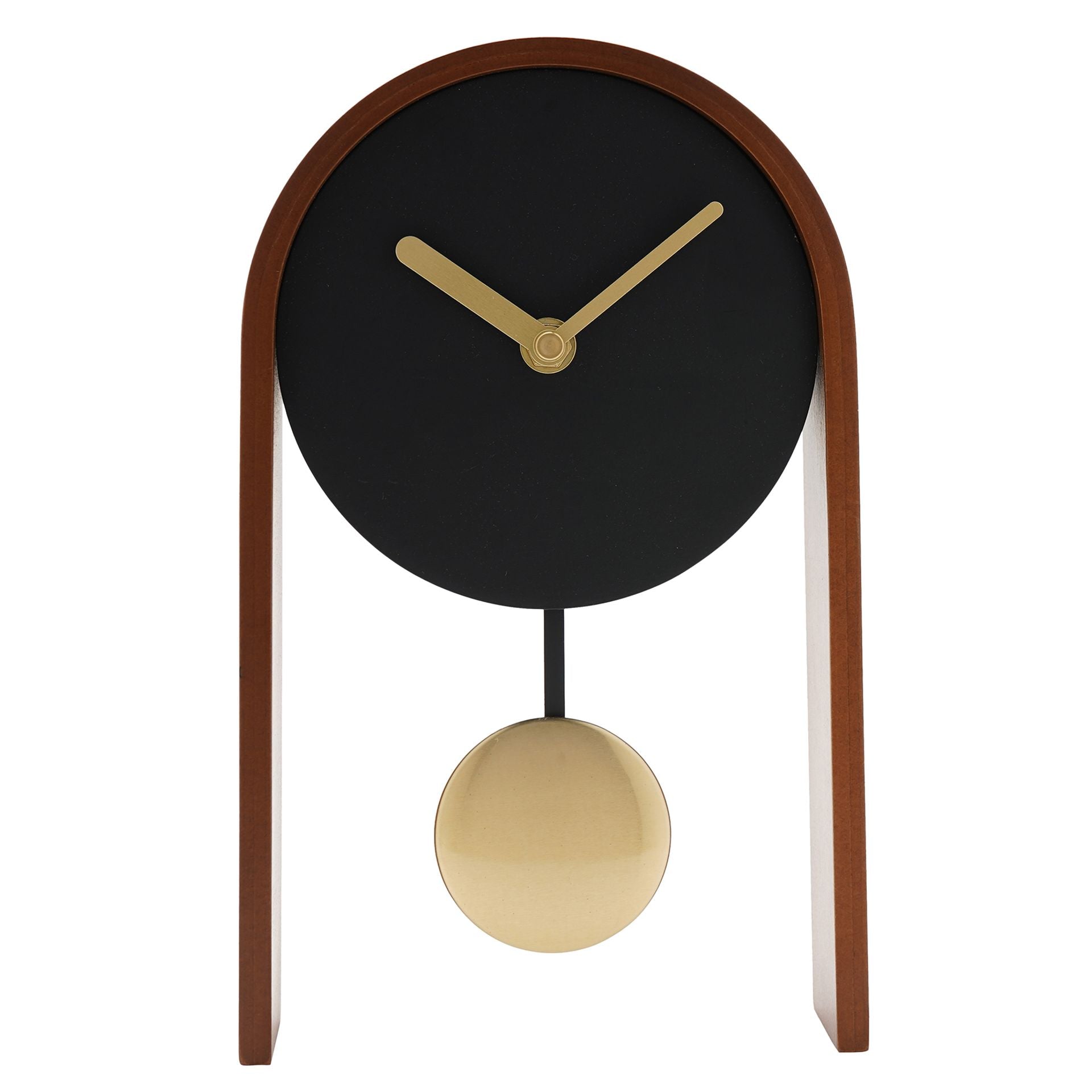 Interval Pendulum Wooden Desk Clock - Black & Gold