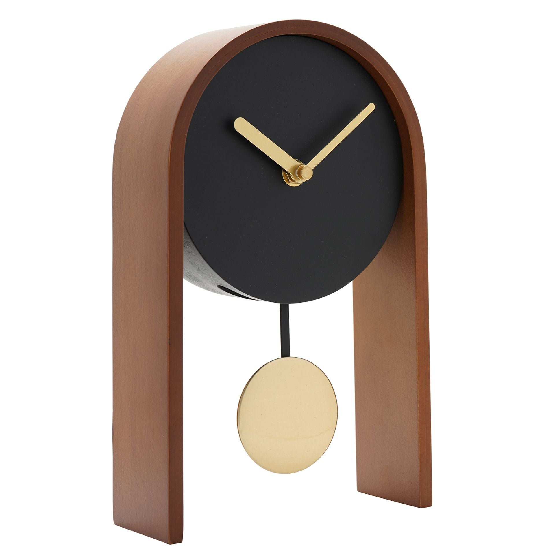 Interval Pendulum Wooden Desk Clock - Black & Gold