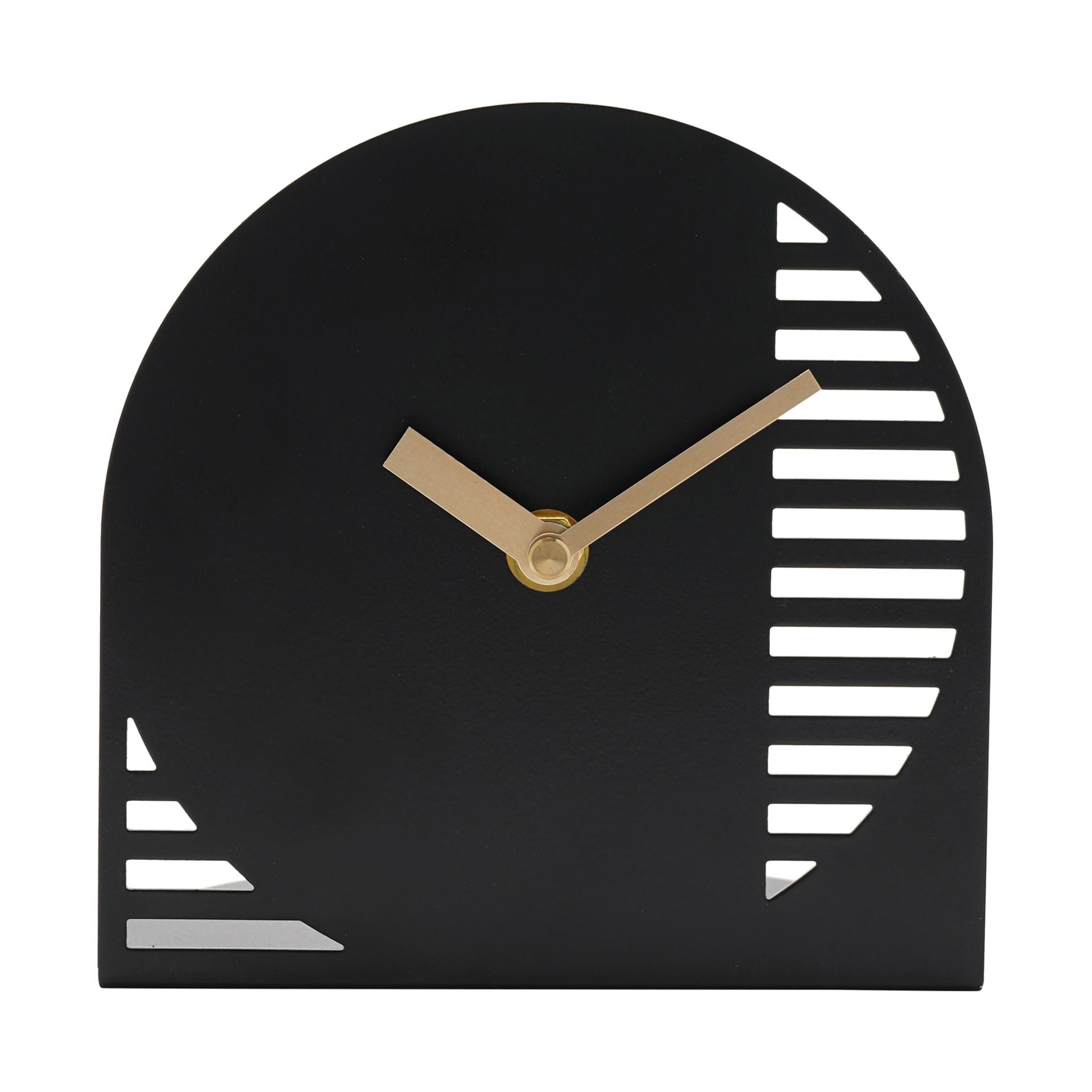 Interval Cut Out Steel Desk Clock - Black & Gold
