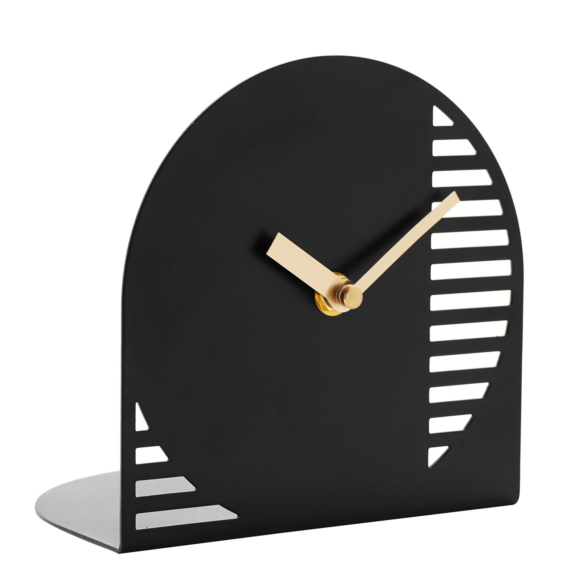 Interval Cut Out Steel Desk Clock - Black & Gold