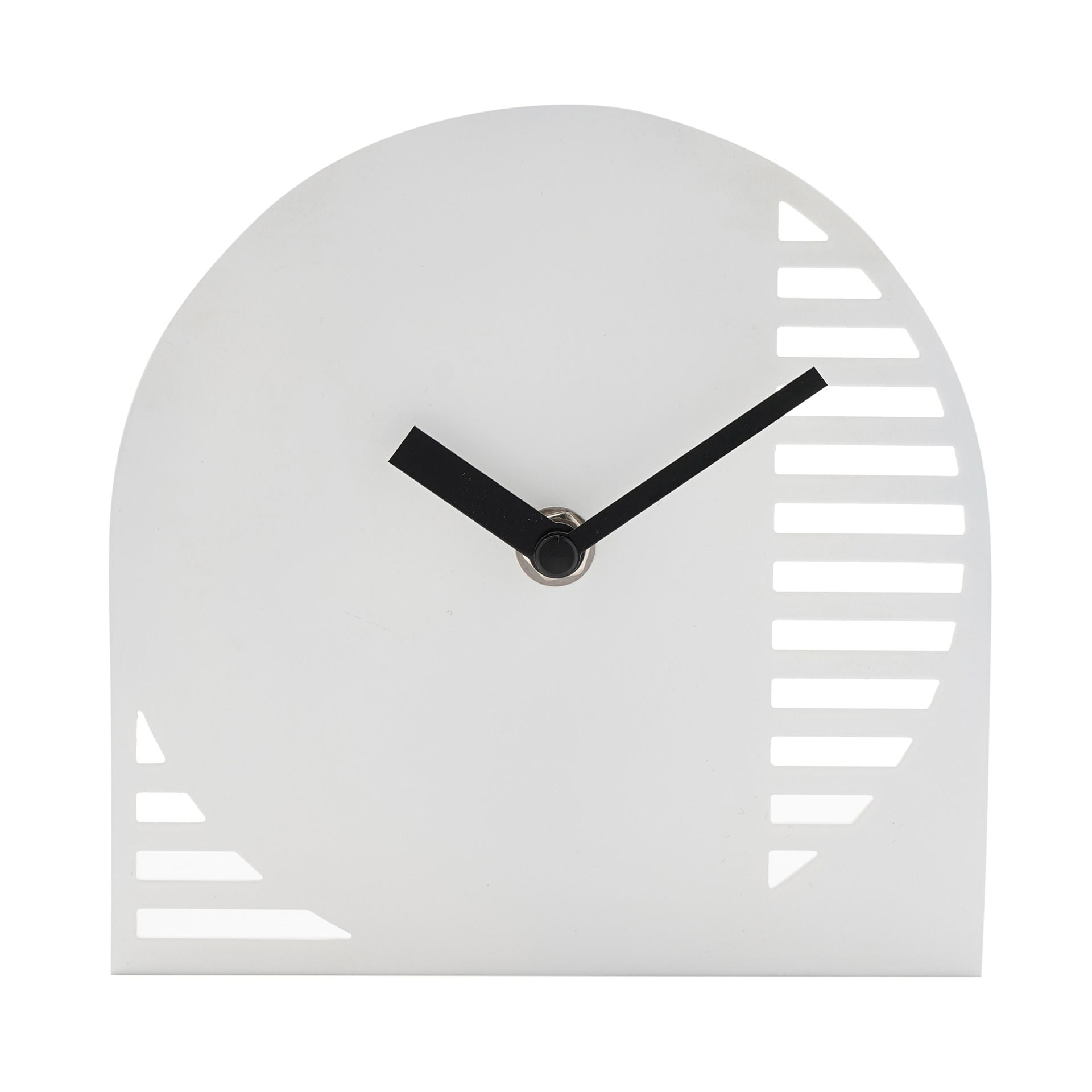Interval Cut Out Steel Desk Clock - White & Black