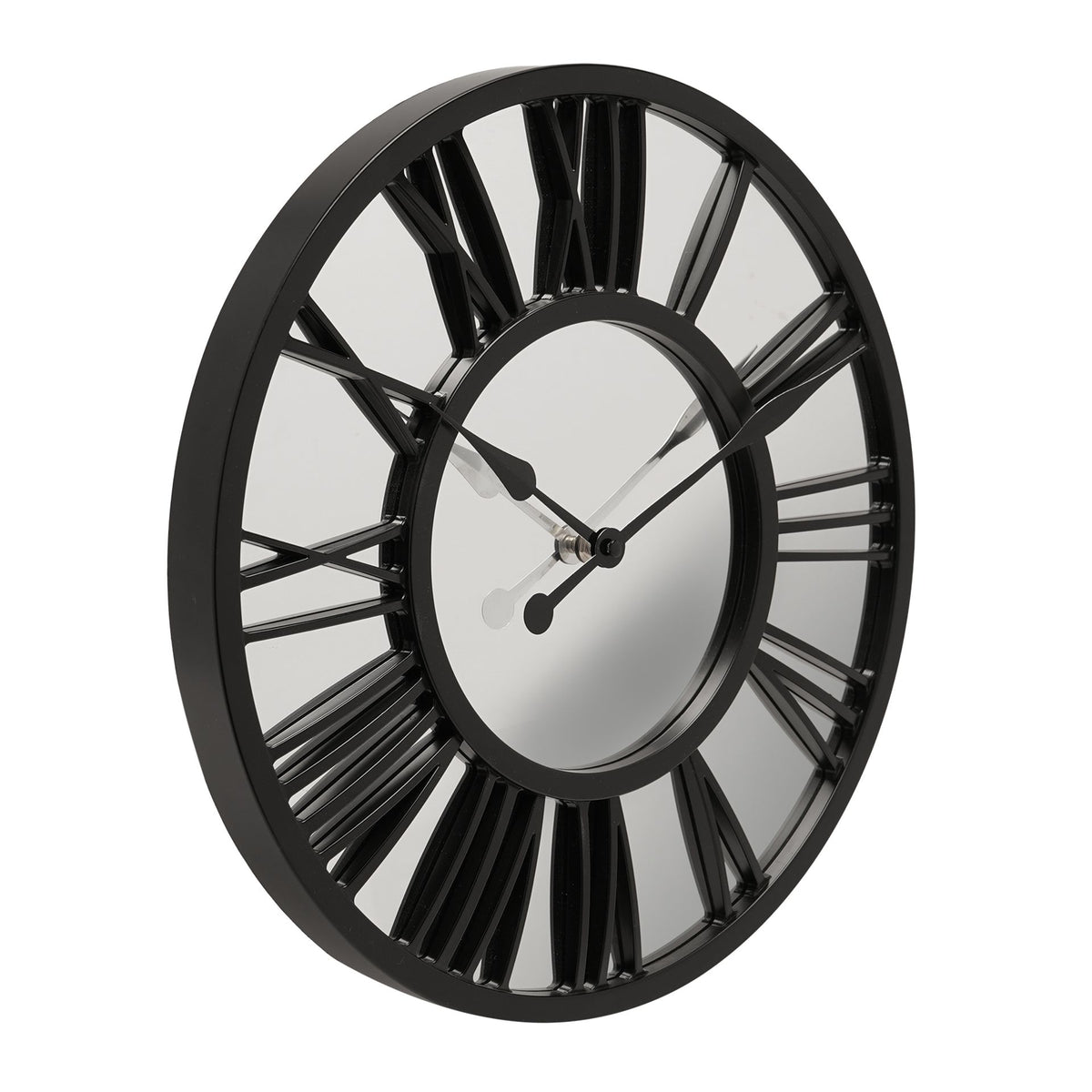Hometime Roman Numeral Mirror Wall Clock 38cm - Black