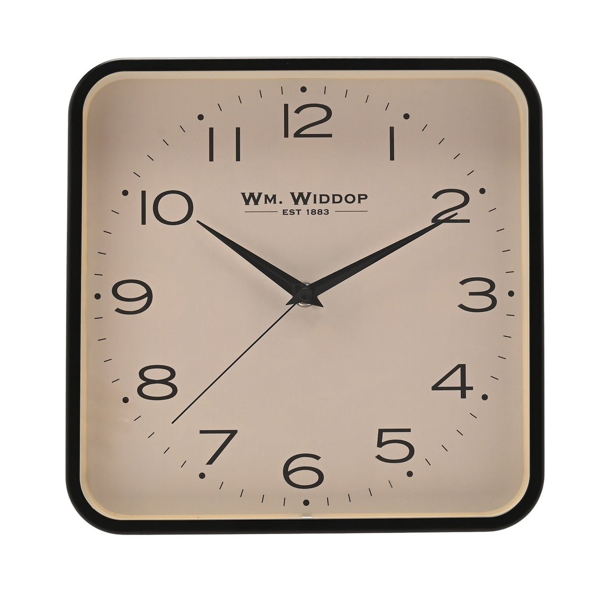 Wm. Widdop Square Metal Wall Clock 25cm - Black