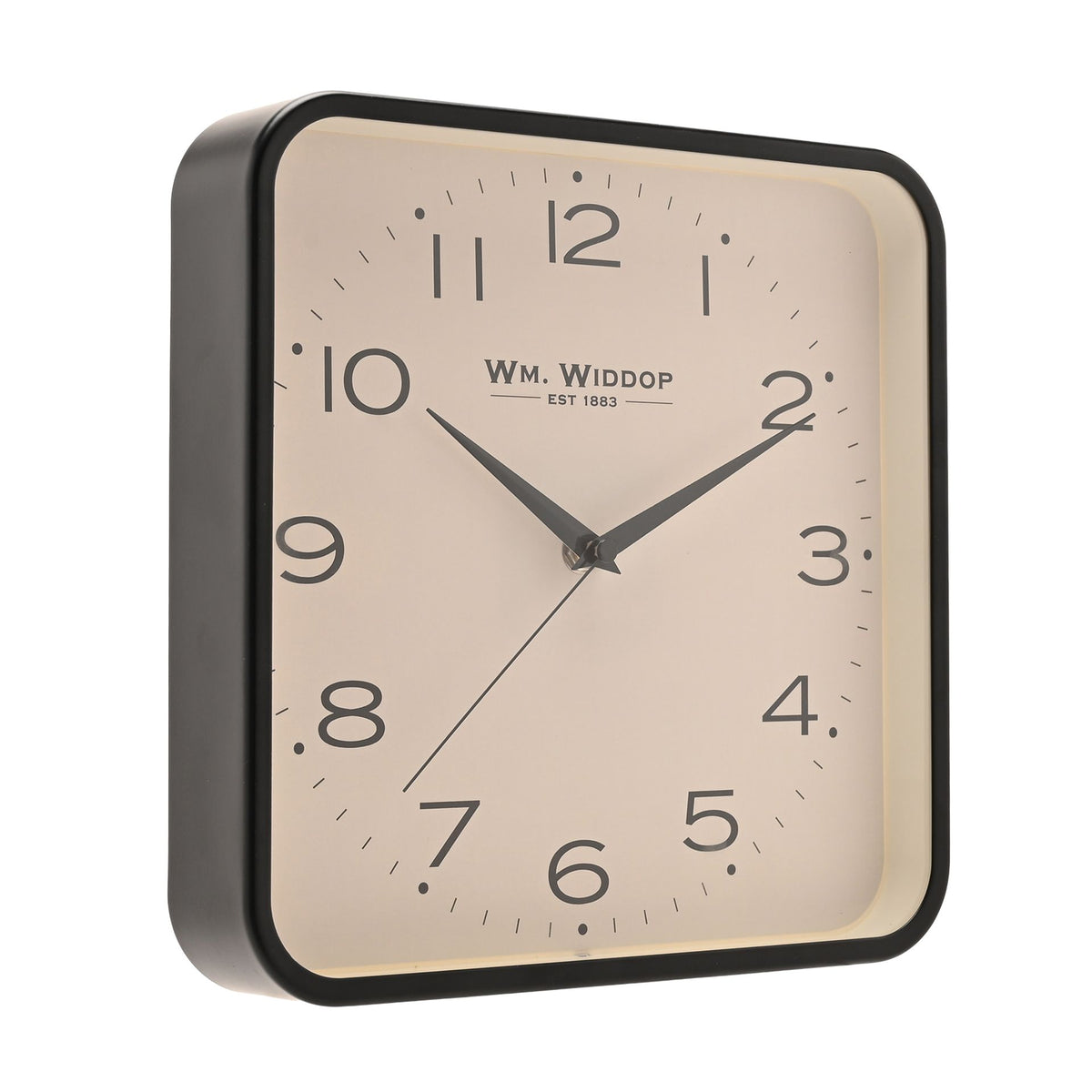 Wm. Widdop Square Metal Wall Clock 25cm - Black