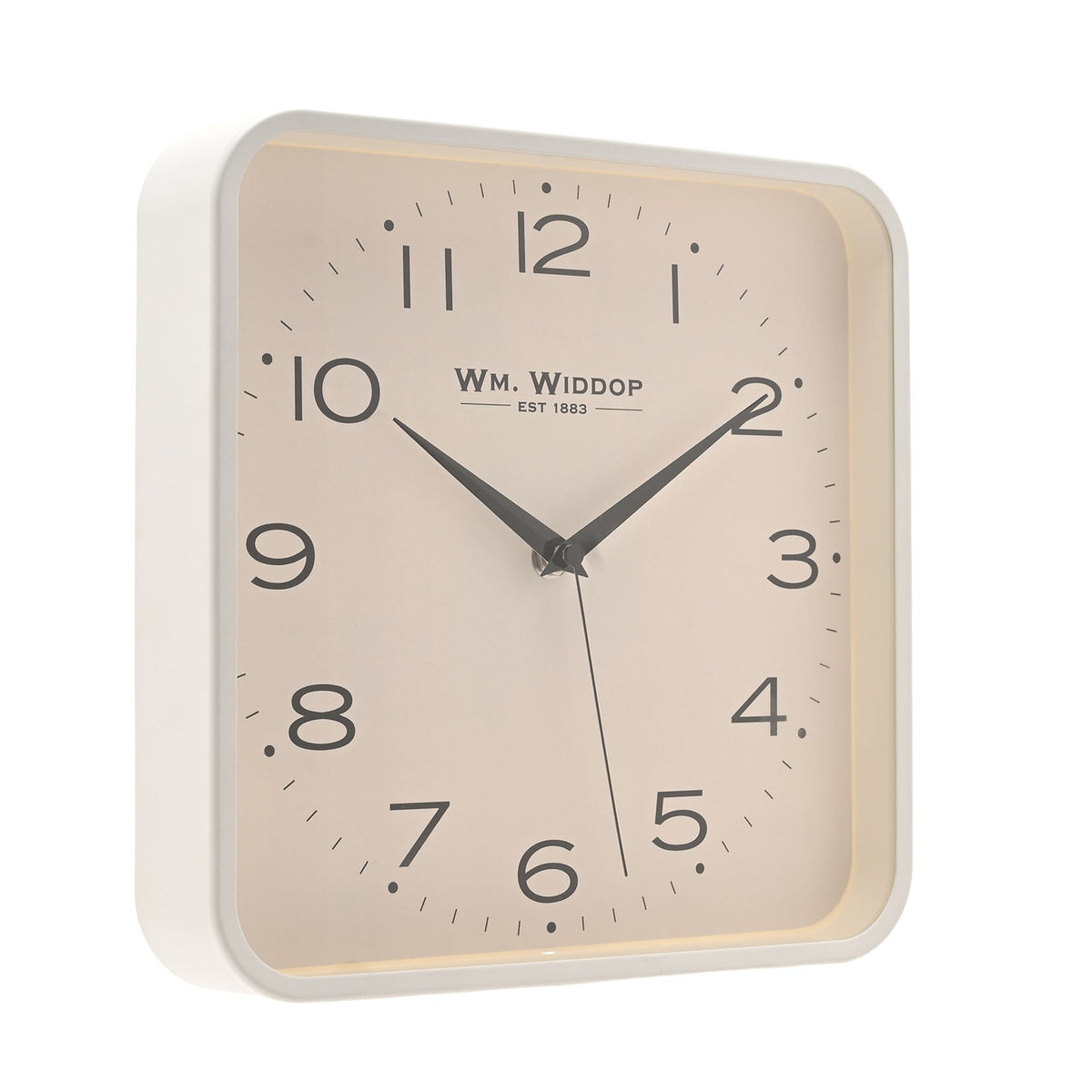 Wm. Widdop Square Metal Wall Clock 25cm - White
