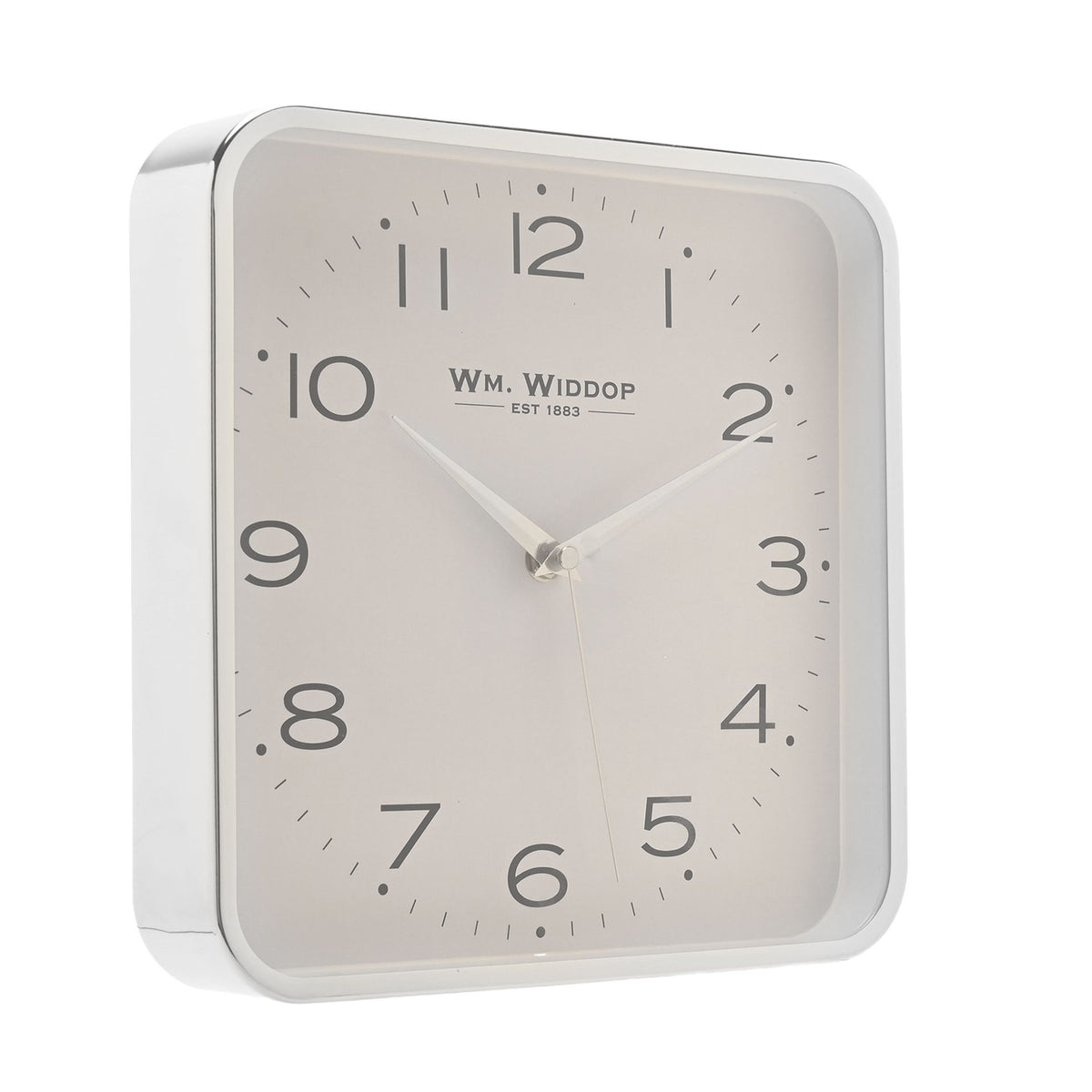 Wm. Widdop Square Metal Wall Clock 25cm - Chrome