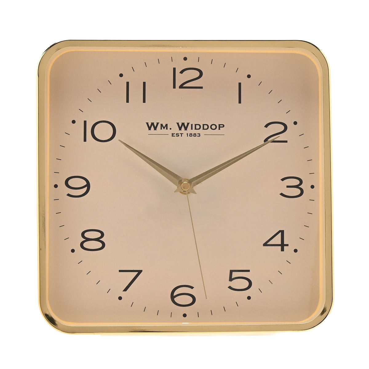 Wm. Widdop Square Metal Wall Clock 25cm - Gold