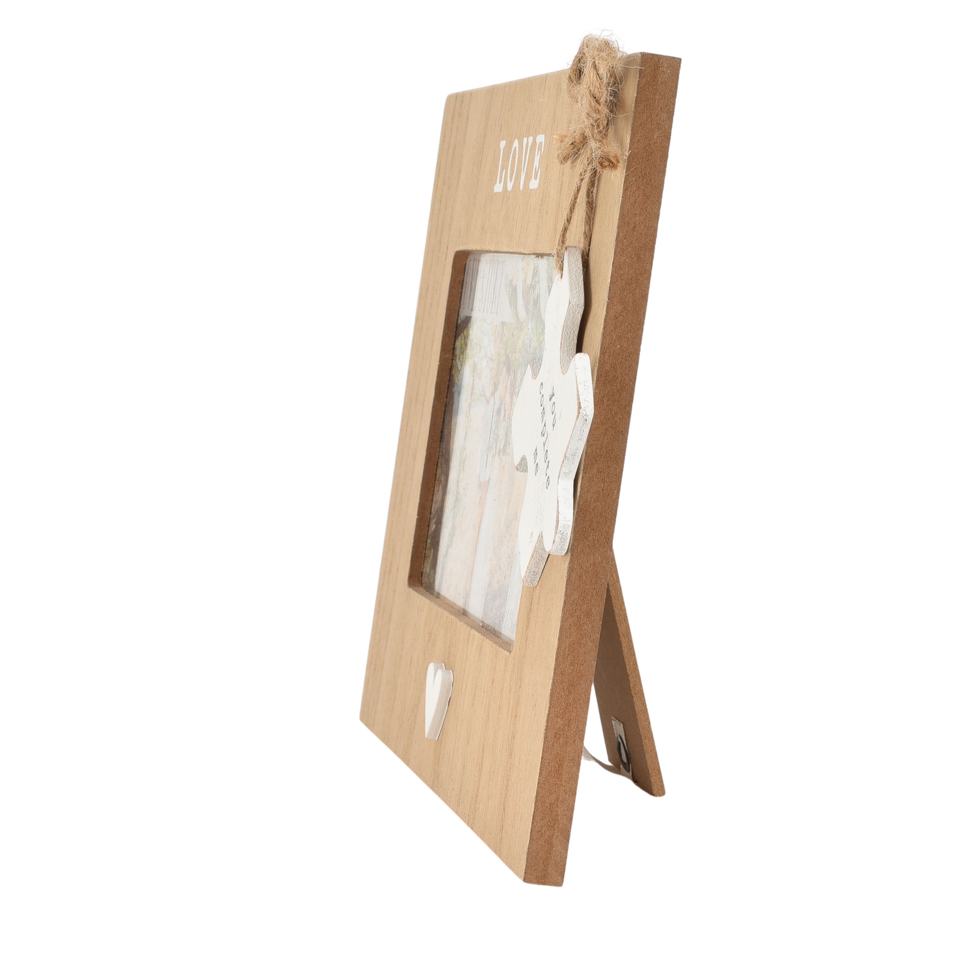 Love Story Wooden Frame with Jigsaw Piece 6" x 4" "Love"