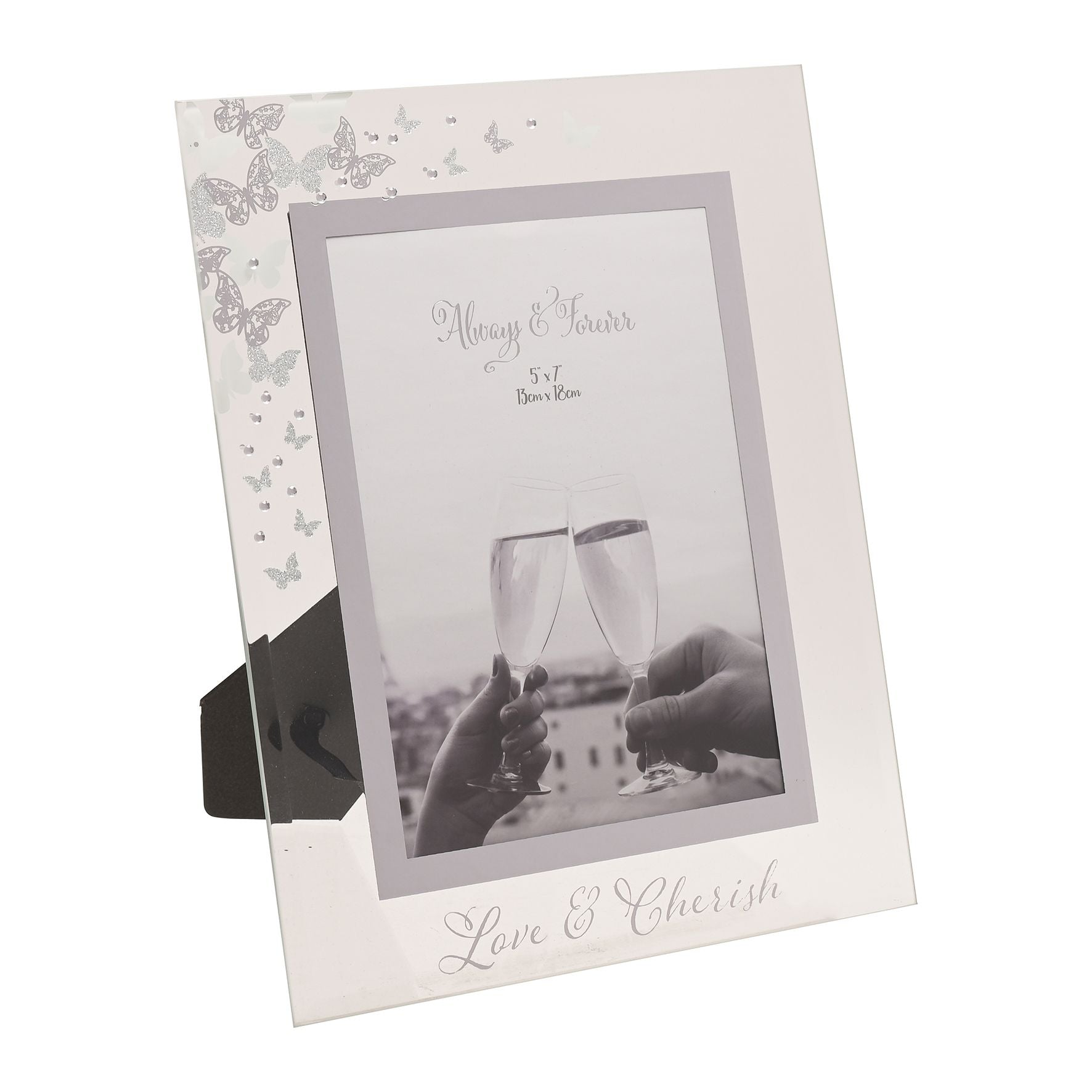 Always & Forever Glass Frame Butterflies 5" x 7"