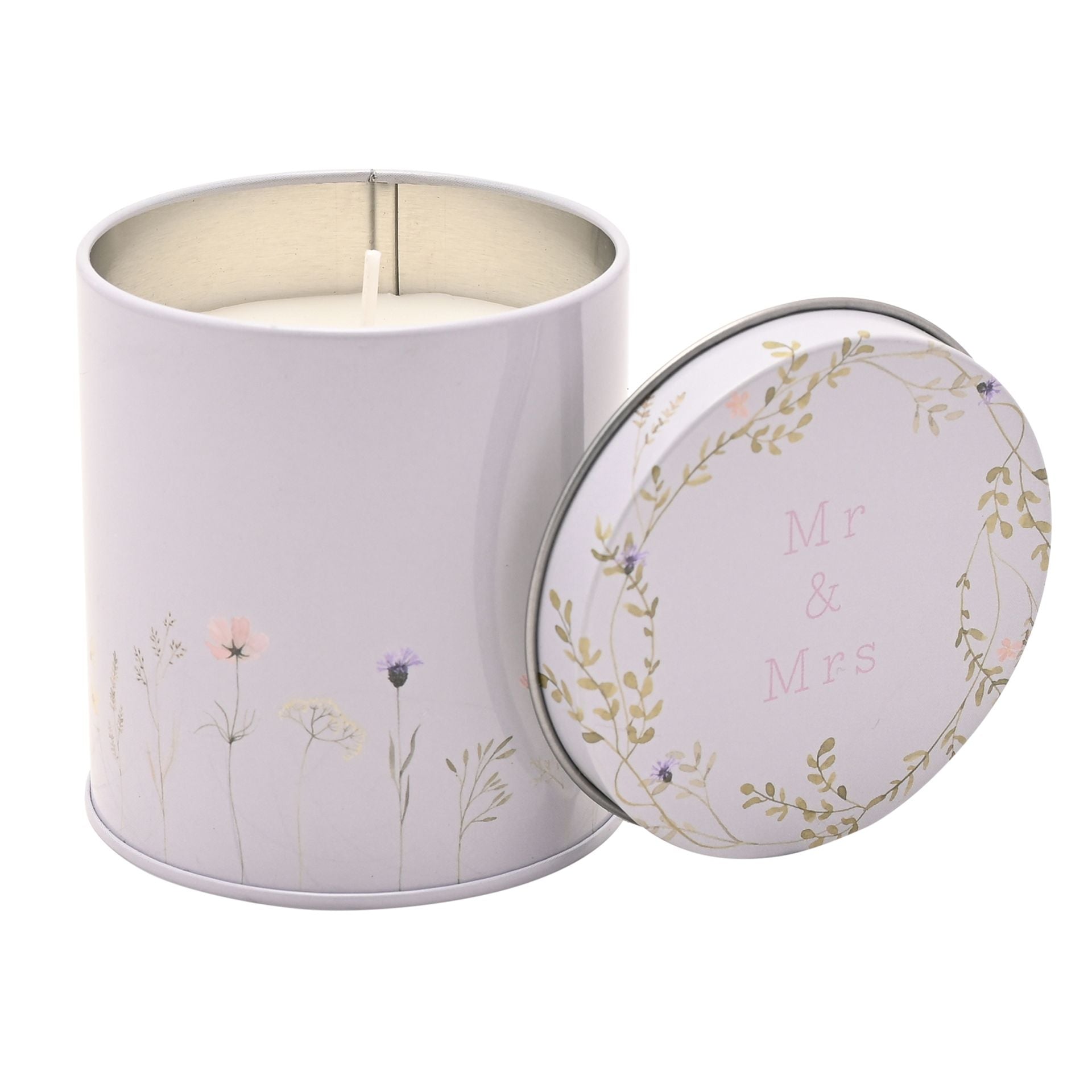 Love Story Wildflower Tin Candle - Mr & Mrs Happily Ever After