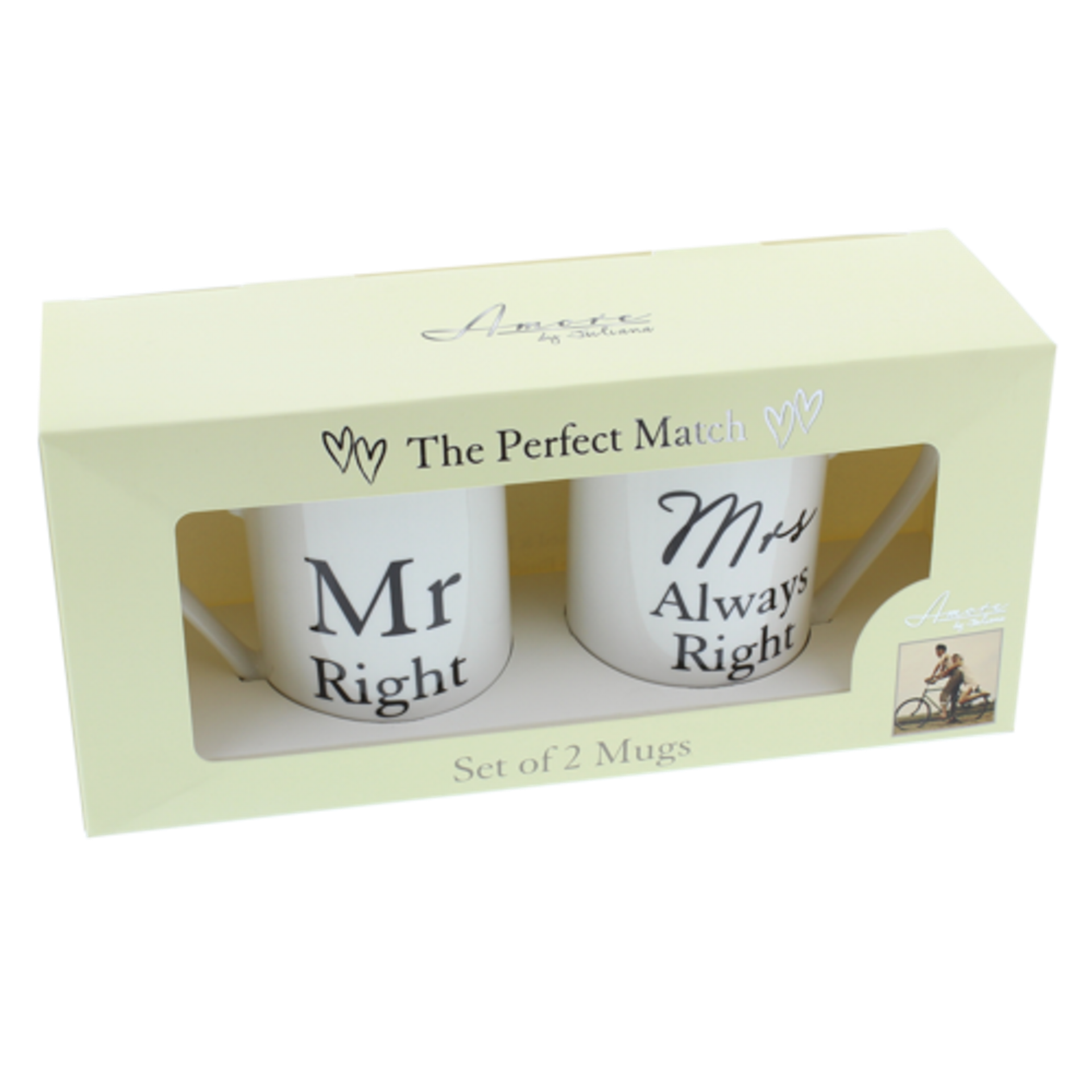 Amore 2 piece Mug Set - "Mr Right / Mrs Always Right"