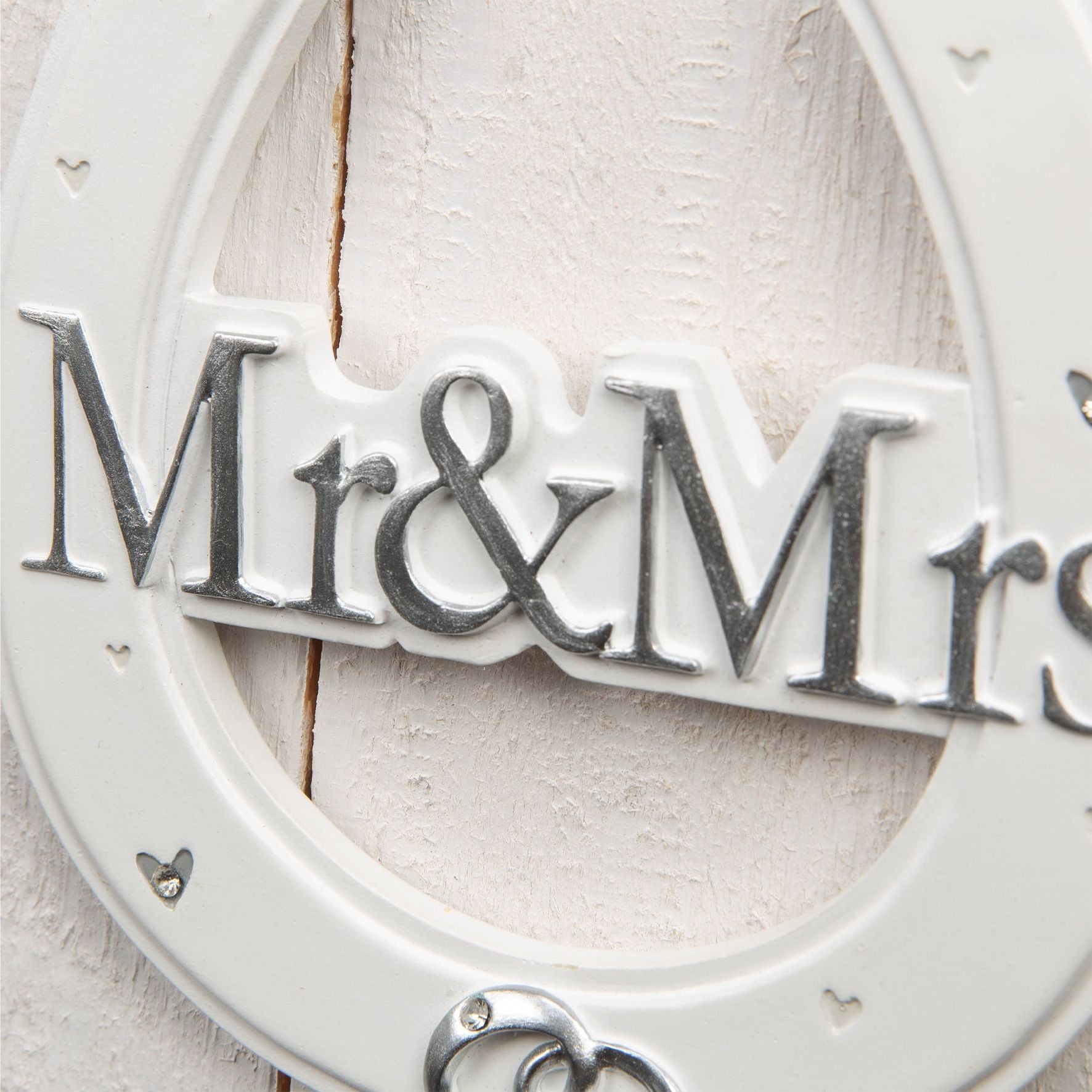 Amore White Resin Wedding Horse Shoe - Mr & Mrs