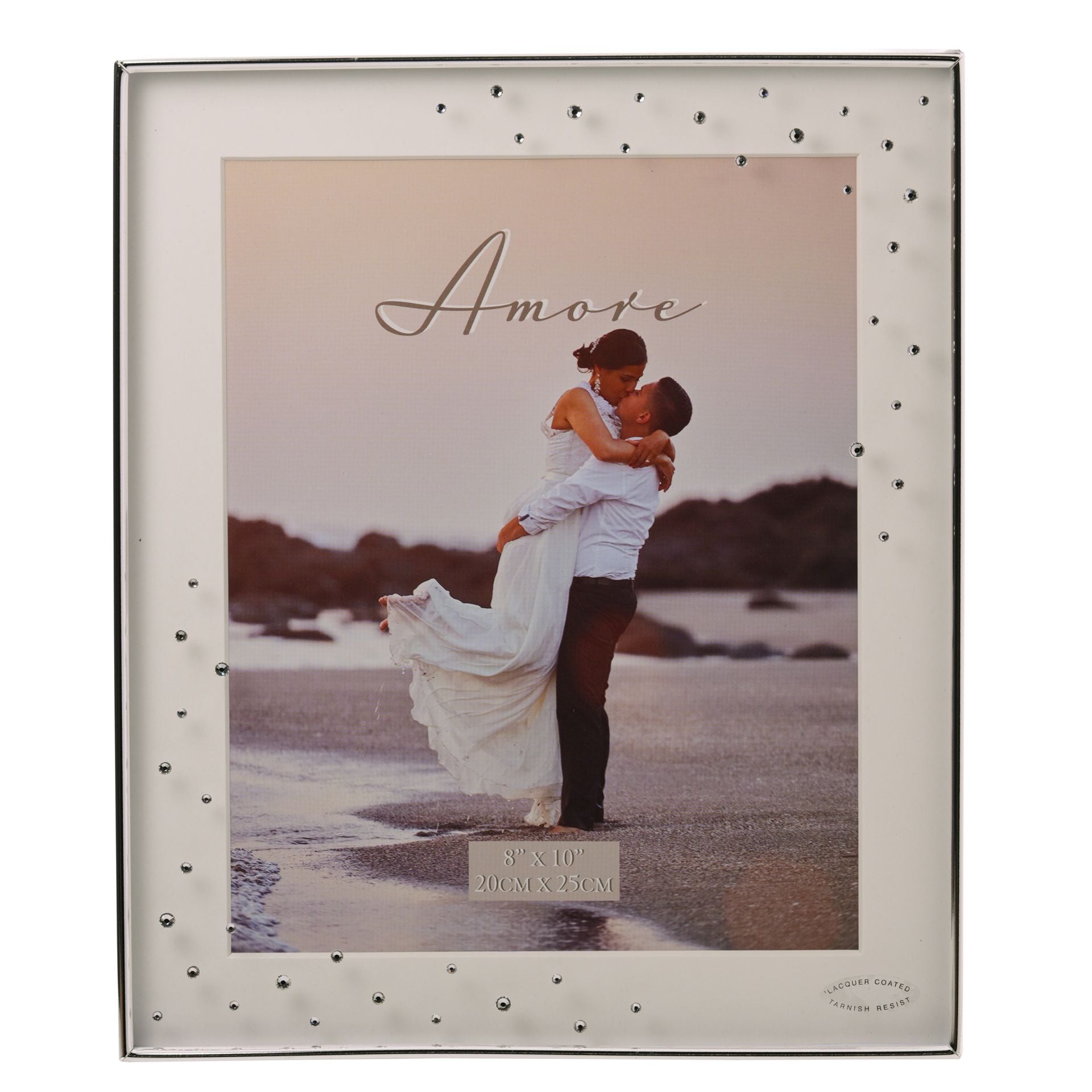 Amore Silverplated Box Frame with Crystals 8" x 10"