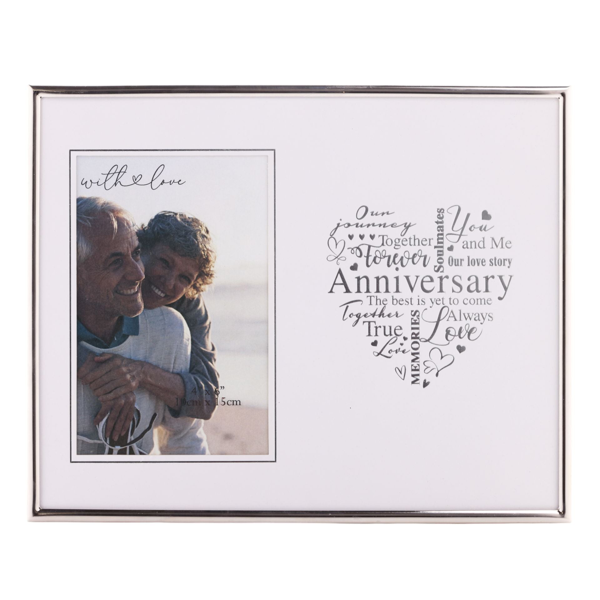 With Love Silver Heart Frame 4" x 6" - Anniversary