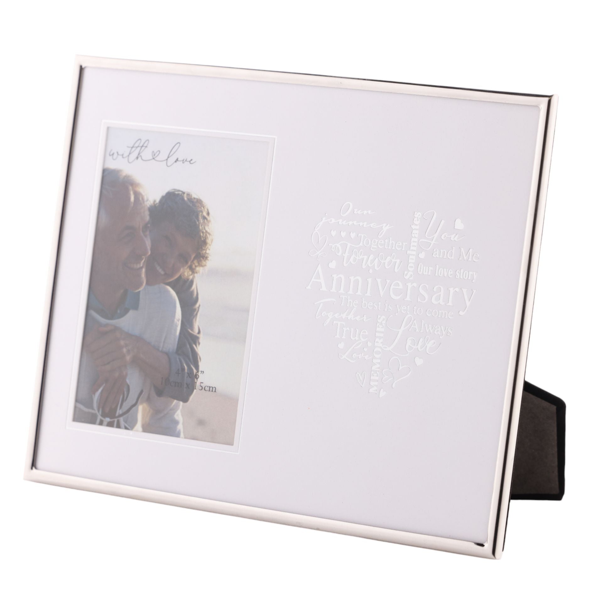 With Love Silver Heart Frame 4" x 6" - Anniversary
